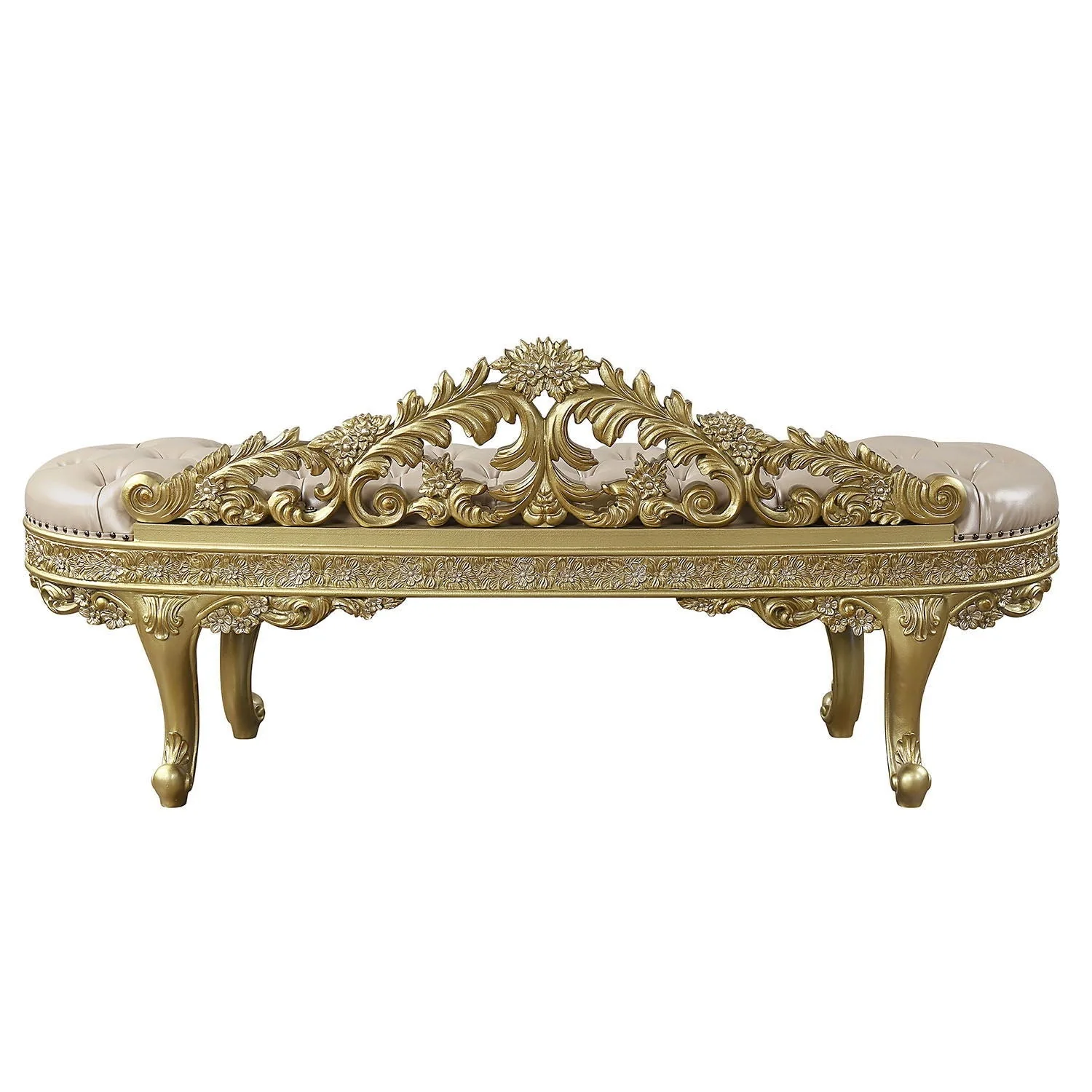 Cabriole - Synthetic Leather Bench - Gold - Image 2
