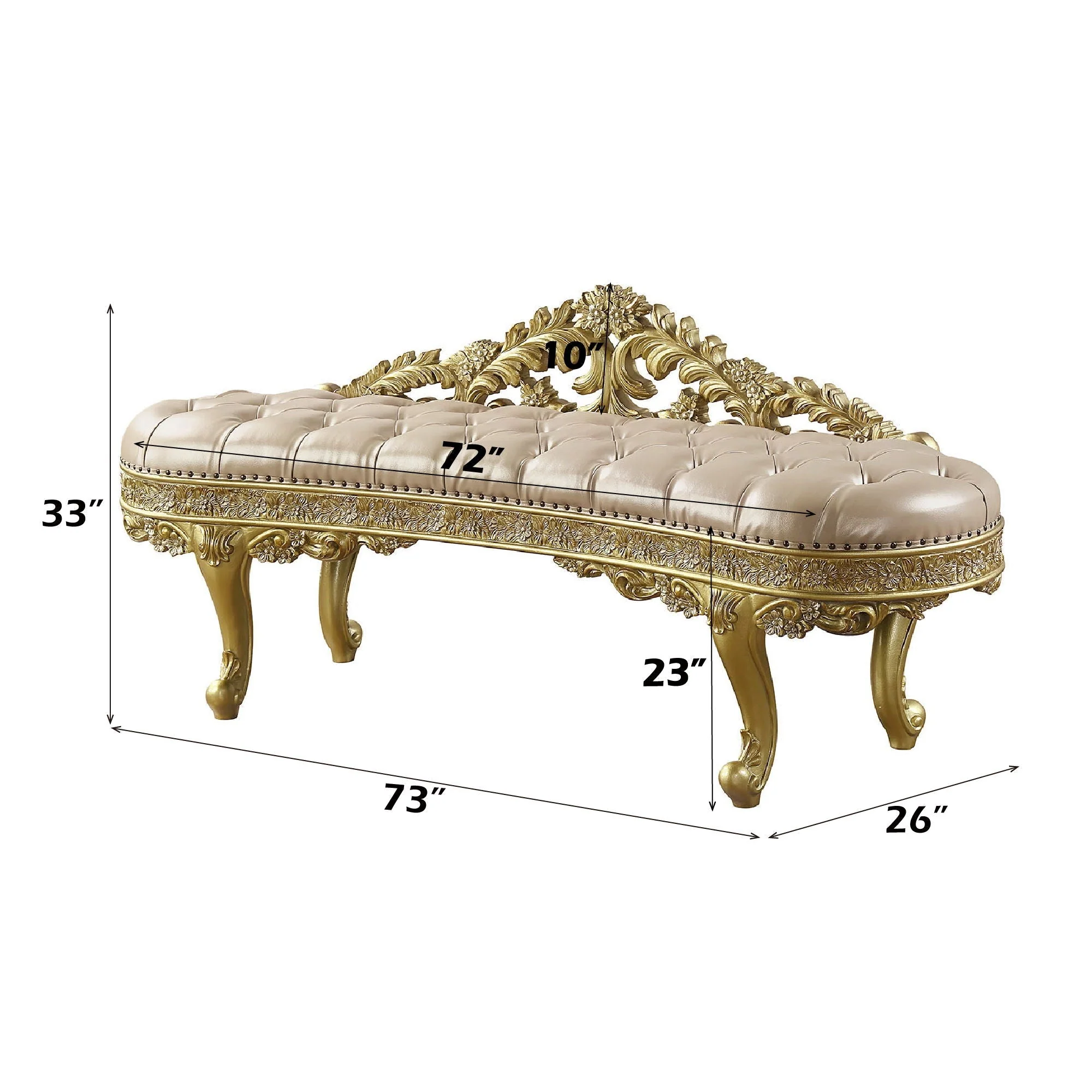 Cabriole - Synthetic Leather Bench - Gold - Image 4