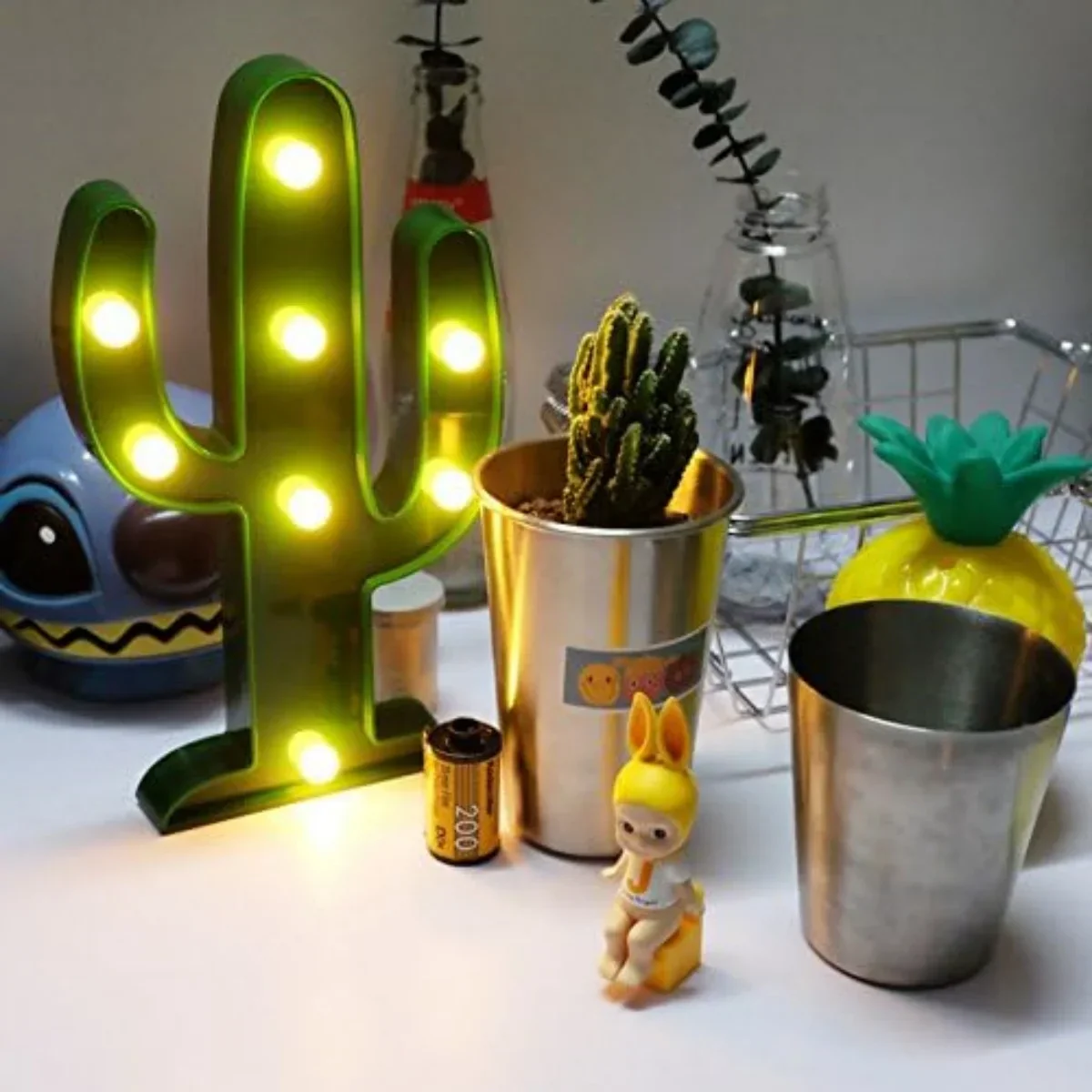 Cactus Night Light Battery Operated Mini Table Lamp Wall Mount Bedroom Decor - Image 3