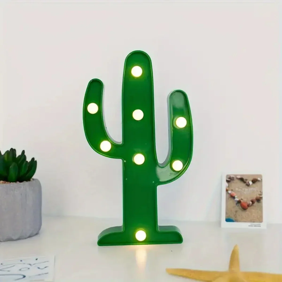 Cactus Night Light Battery Operated Mini Table Lamp Wall Mount Bedroom Decor - Image 4