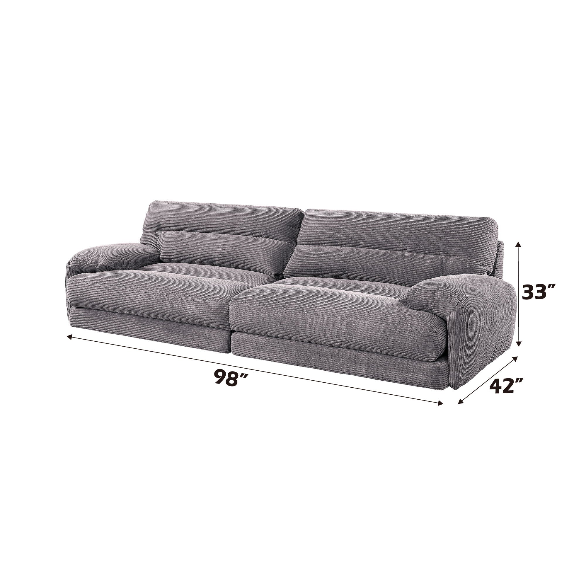 Cadenza - Corduroy Loveseat - Gray - Image 2