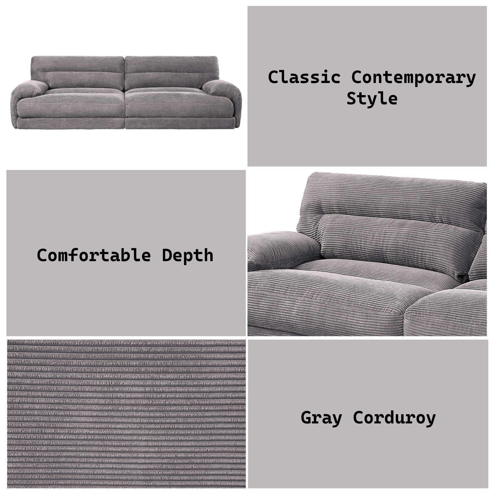 Cadenza - Corduroy Loveseat - Gray - Image 4