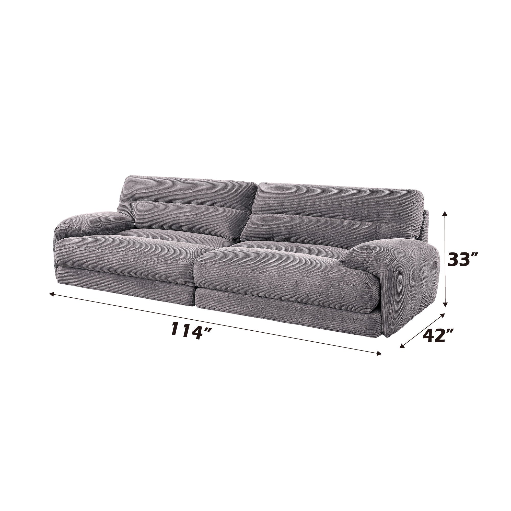 Cadenza - Corduroy Sofa - Gray - Image 3