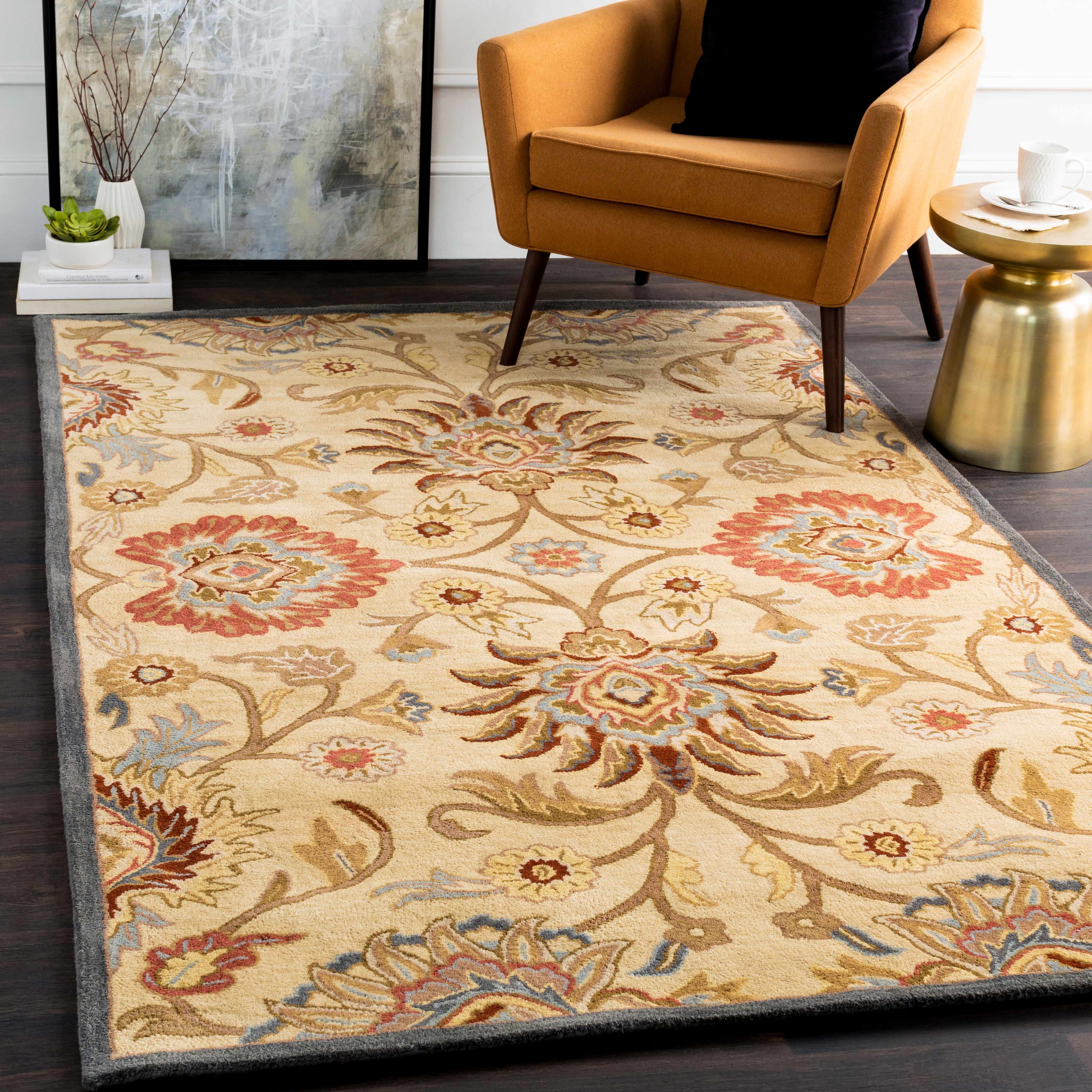 Caesar 1116 Hand Tufted Beige & Rust Wool Rug - Image 16