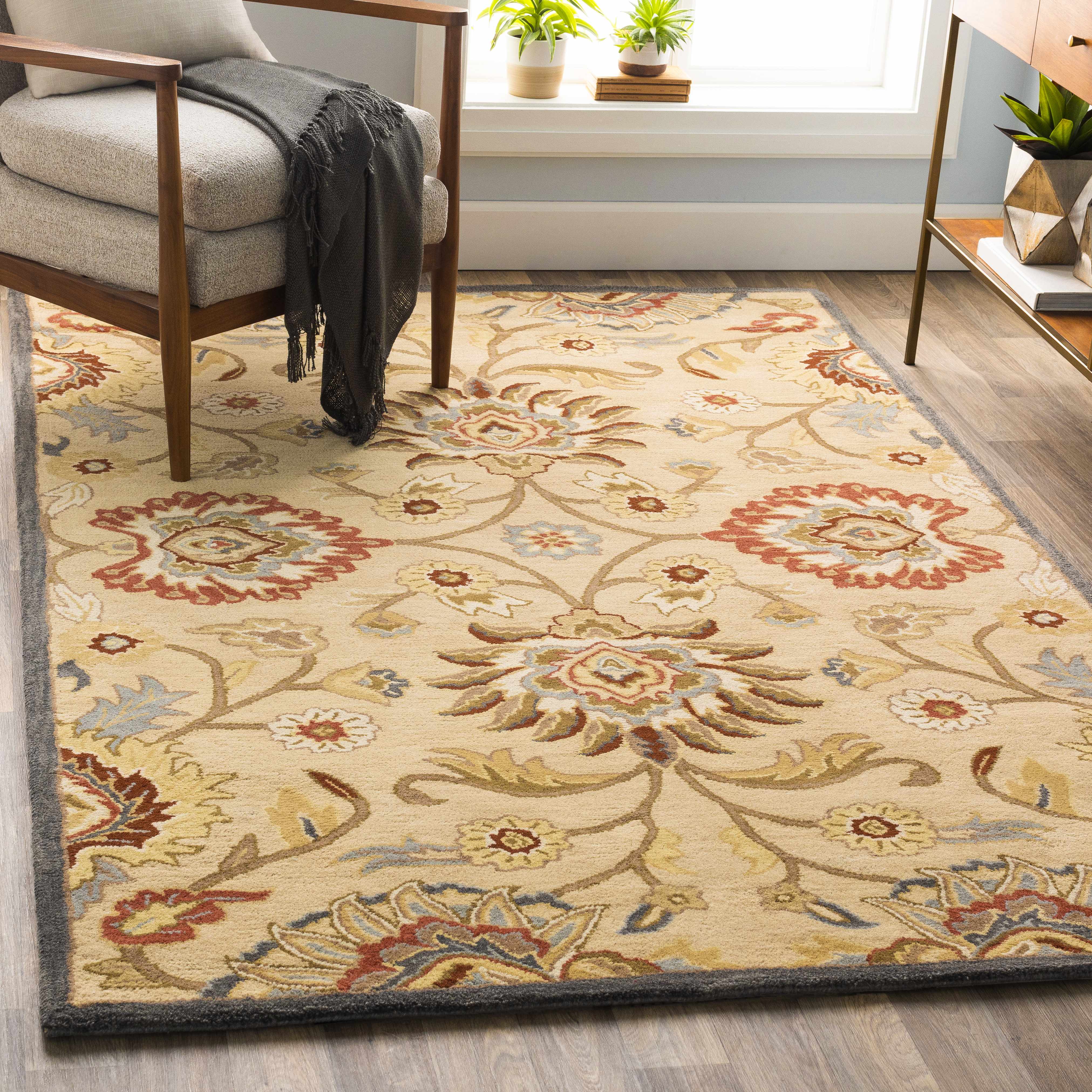 Caesar 1116 Hand Tufted Beige & Rust Wool Rug - Image 2