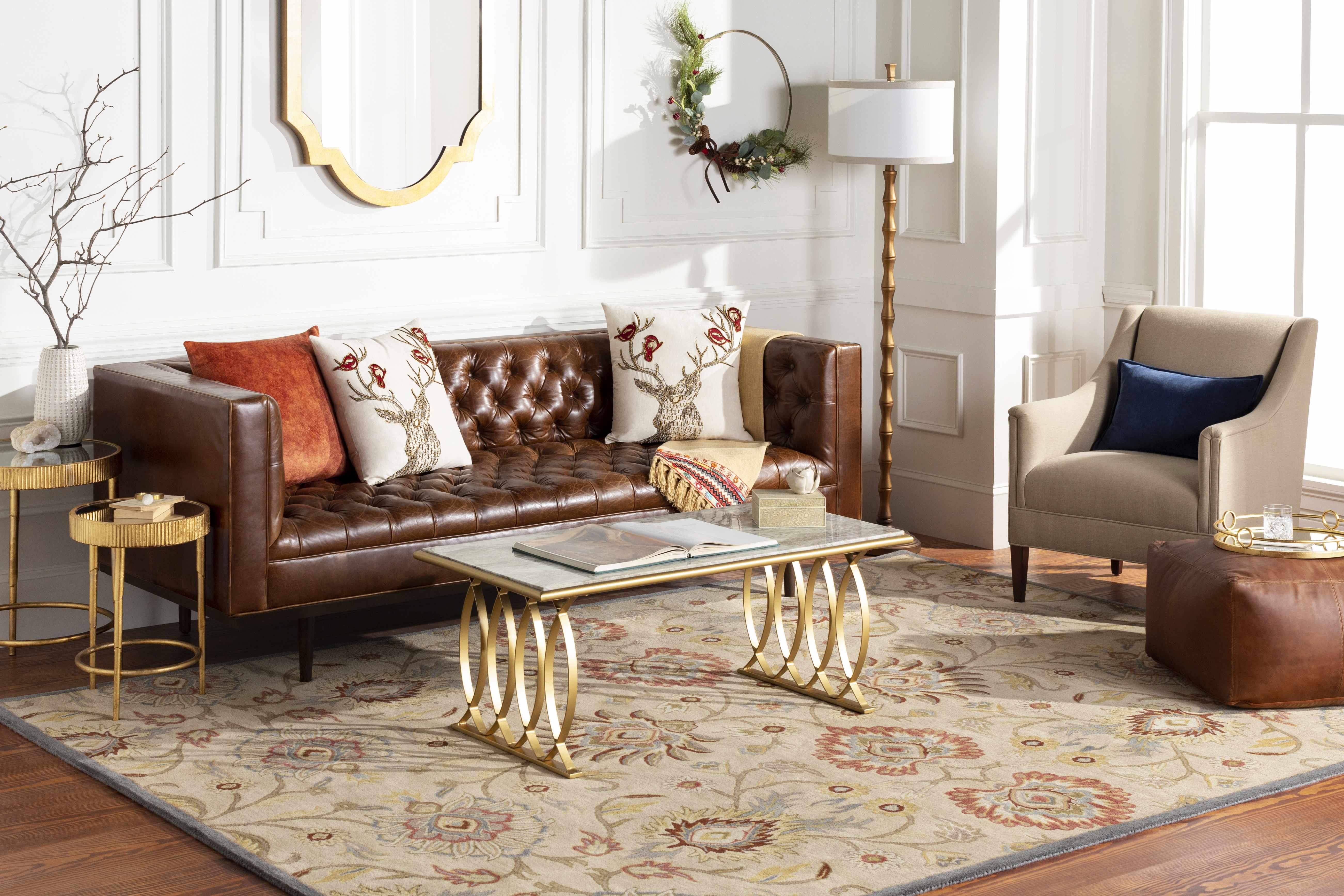 Caesar 1116 Hand Tufted Beige & Rust Wool Rug - Image 4