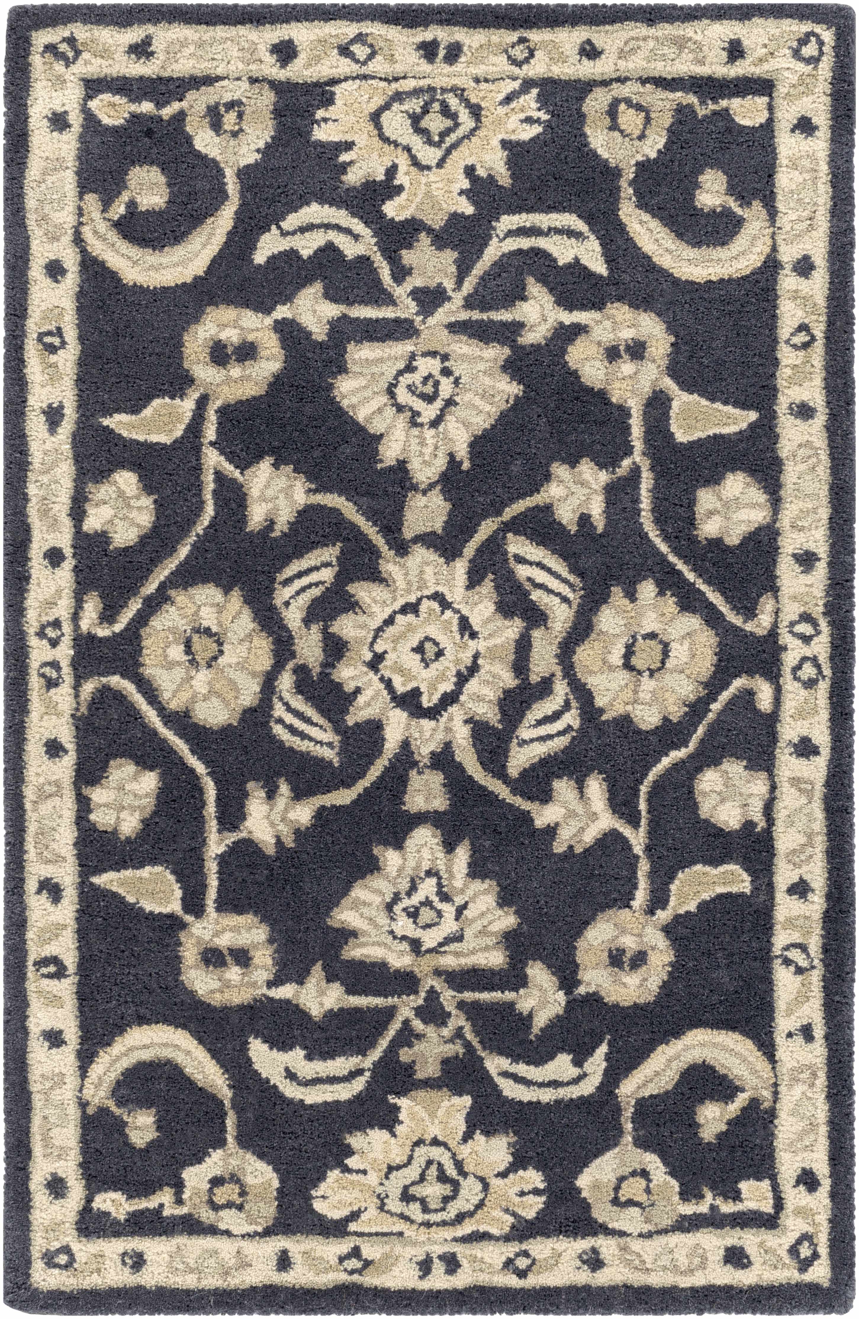 Caesar CAE-1164 Black Floral Wool Rug - Image 11