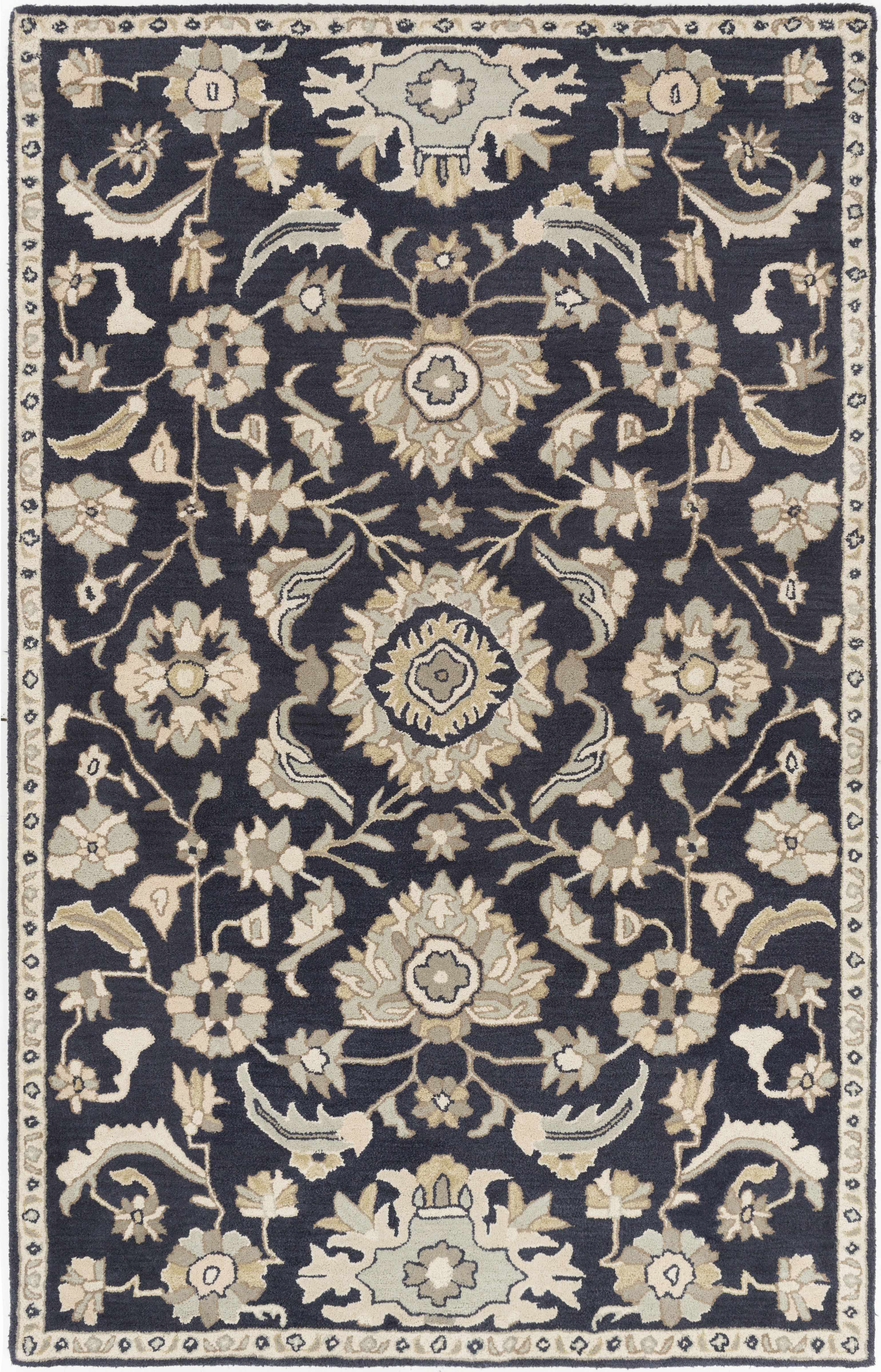 Caesar CAE-1164 Black Floral Wool Rug - Image 12