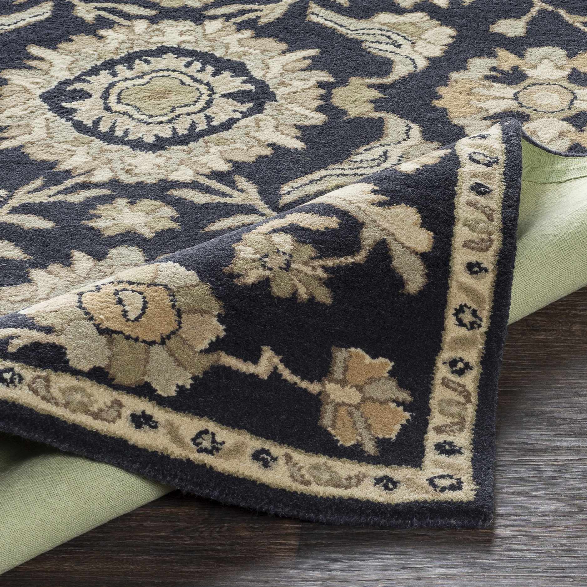 Caesar CAE-1164 Black Floral Wool Rug - Image 3
