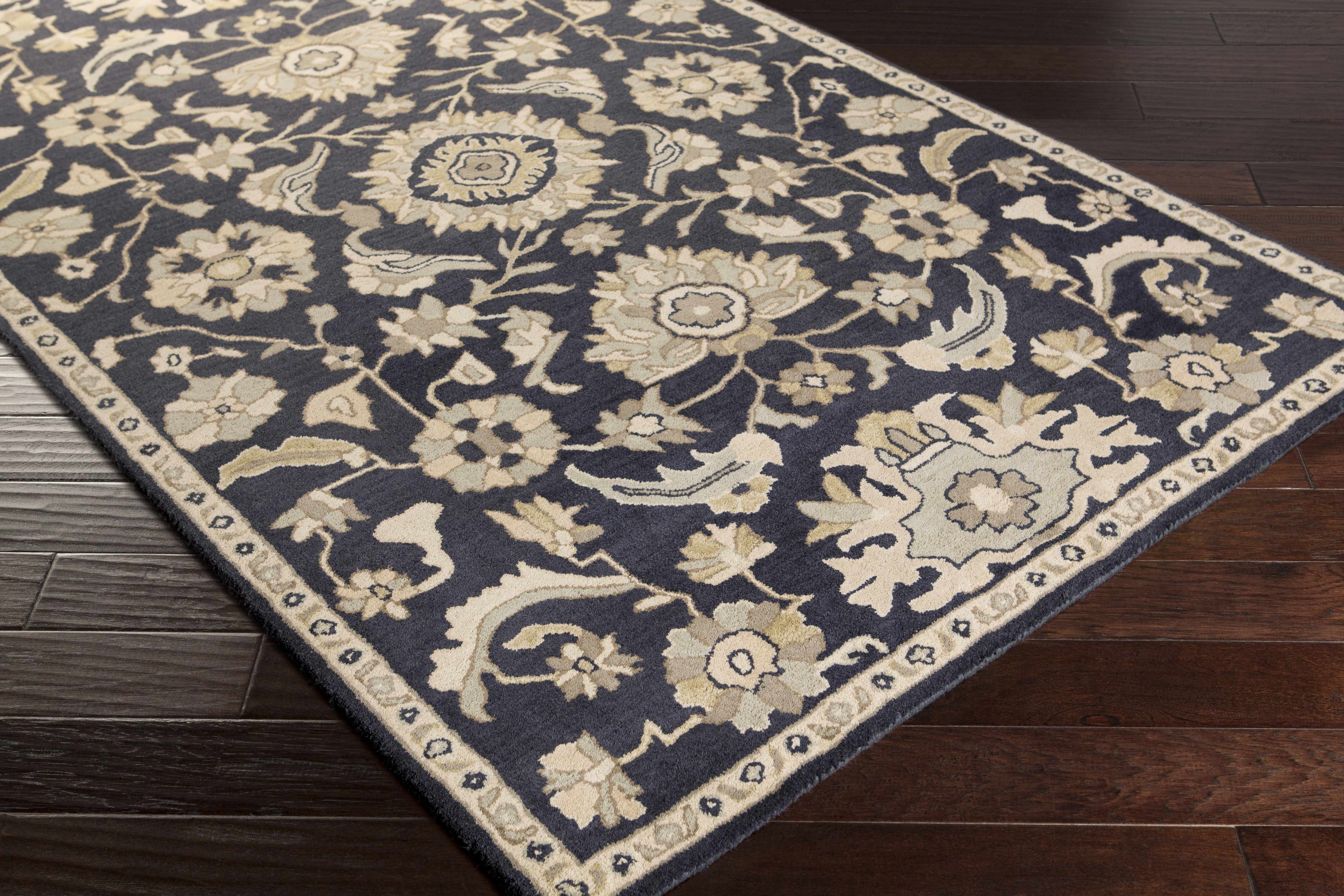 Caesar CAE-1164 Black Floral Wool Rug - Image 5
