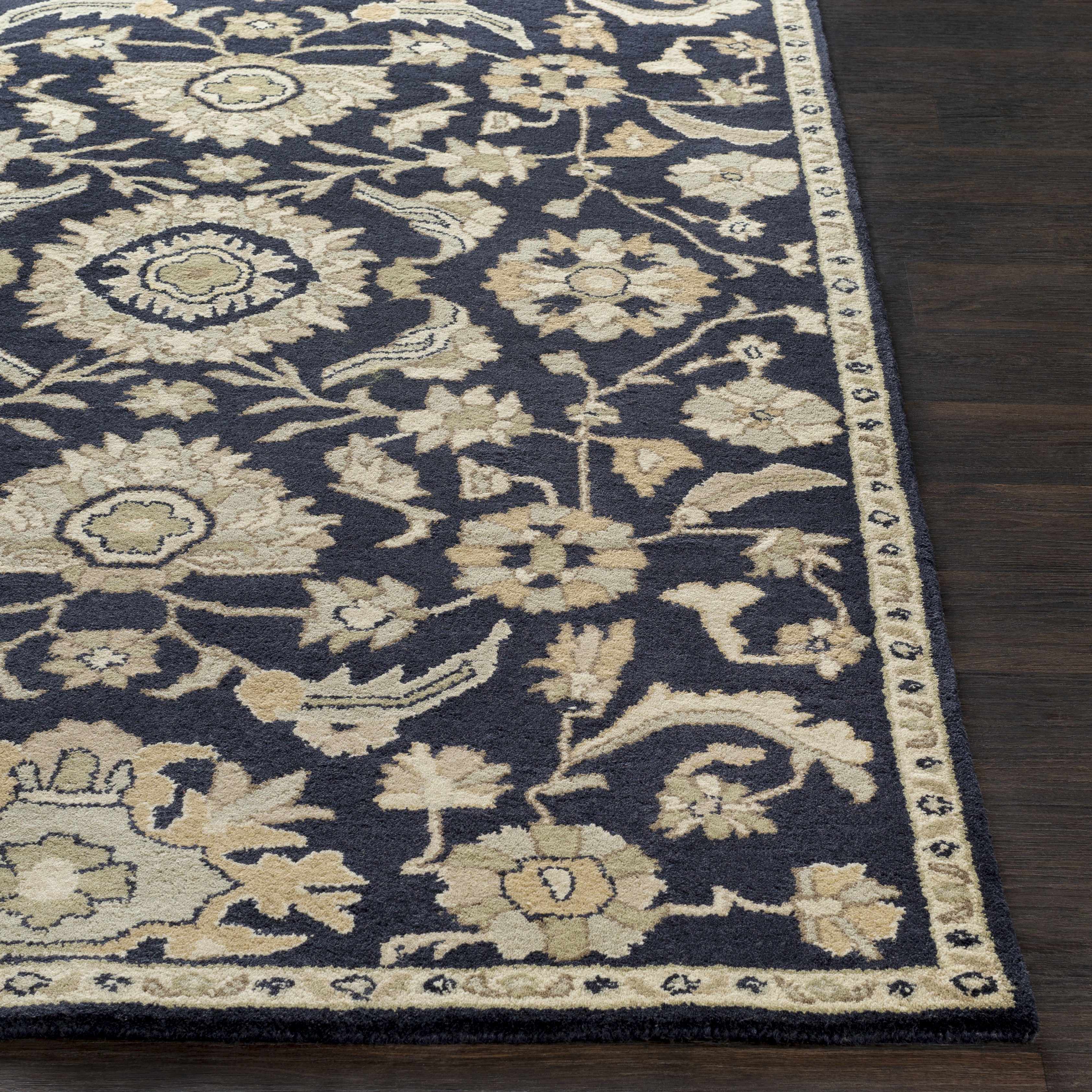 Caesar CAE-1164 Black Floral Wool Rug - Image 6