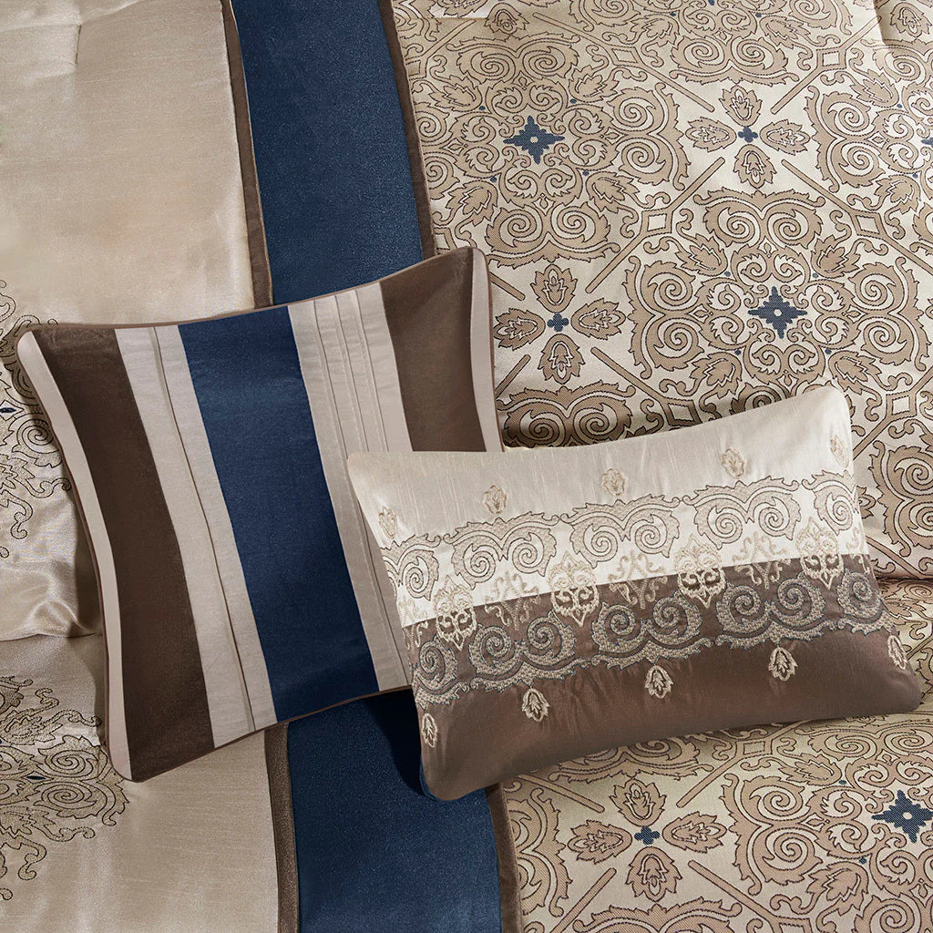 Cal King 7 Piece Jacquard Comforter Set with Throw Pillows - Image 11