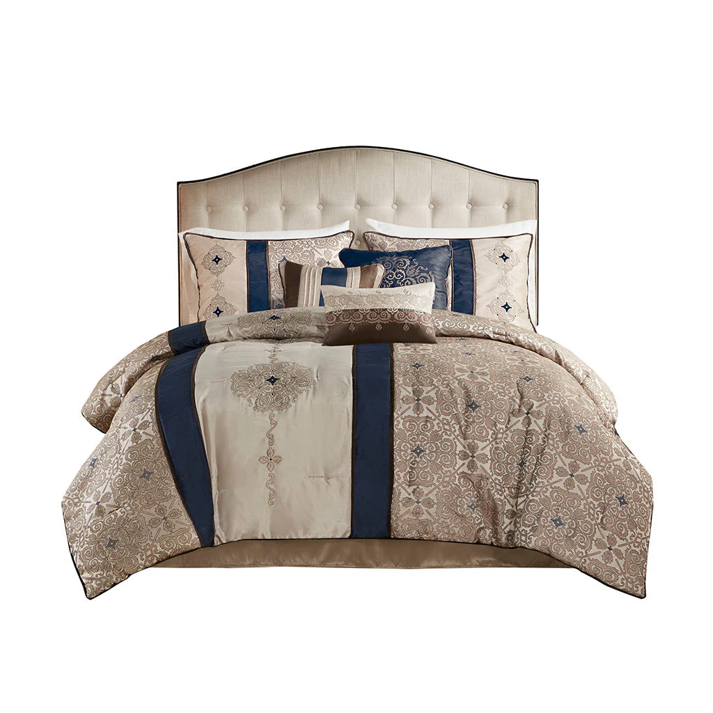 Cal King 7 Piece Jacquard Comforter Set with Throw Pillows - Image 18