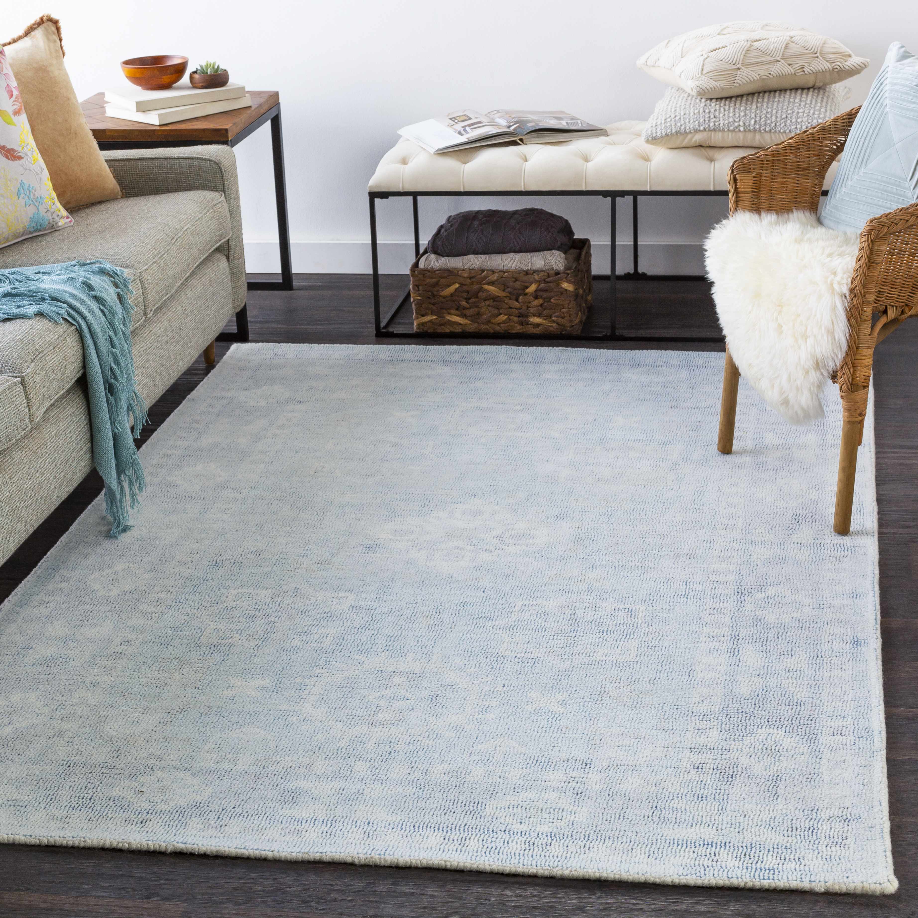 Calderbank Sky Blue Wool-Blend Area Rug - Image 2