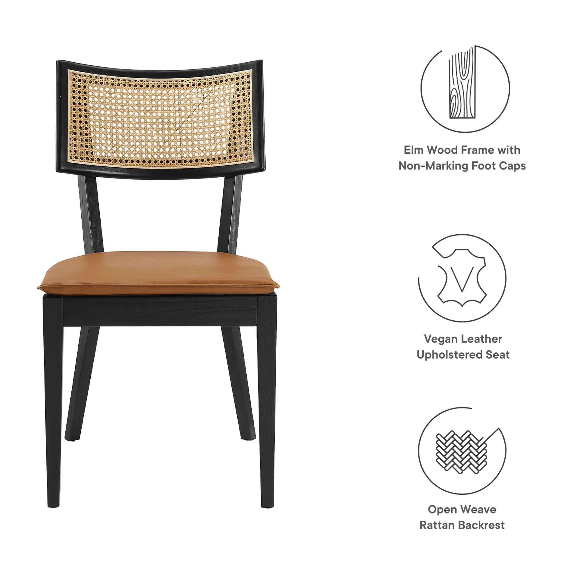 Caledonia Vegan Leather Upholstered Wood Dining Chairs Set of 2 by Modway - Image 2