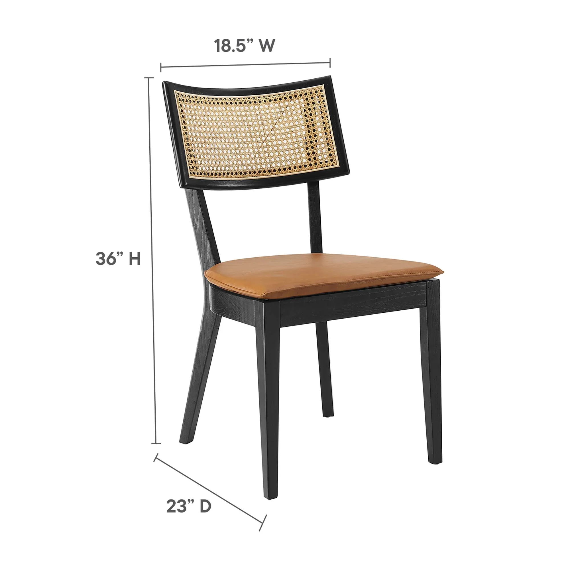 Caledonia Vegan Leather Upholstered Wood Dining Chairs Set of 2 by Modway - Image 3