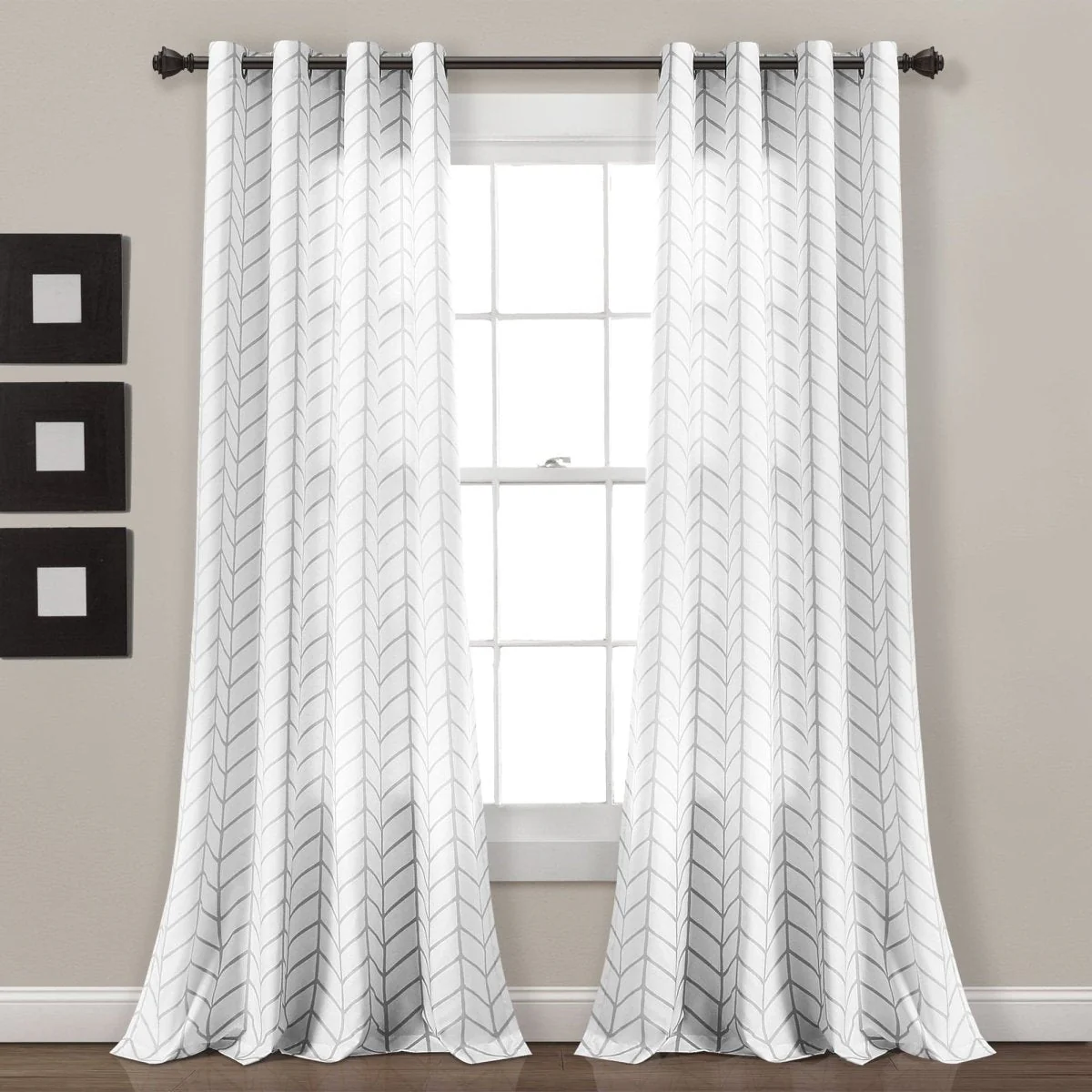 Calia Chevron Geo Window Curtain Panels Set - Image 11