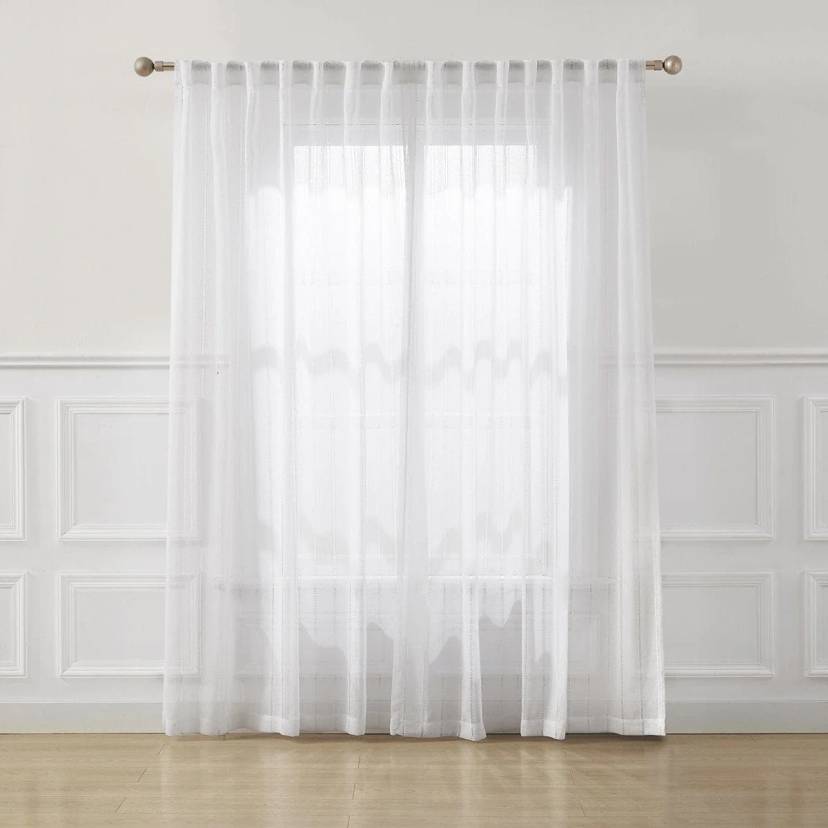 Calia Textured Stripe Sheer Window Curtain Panels - Image 12