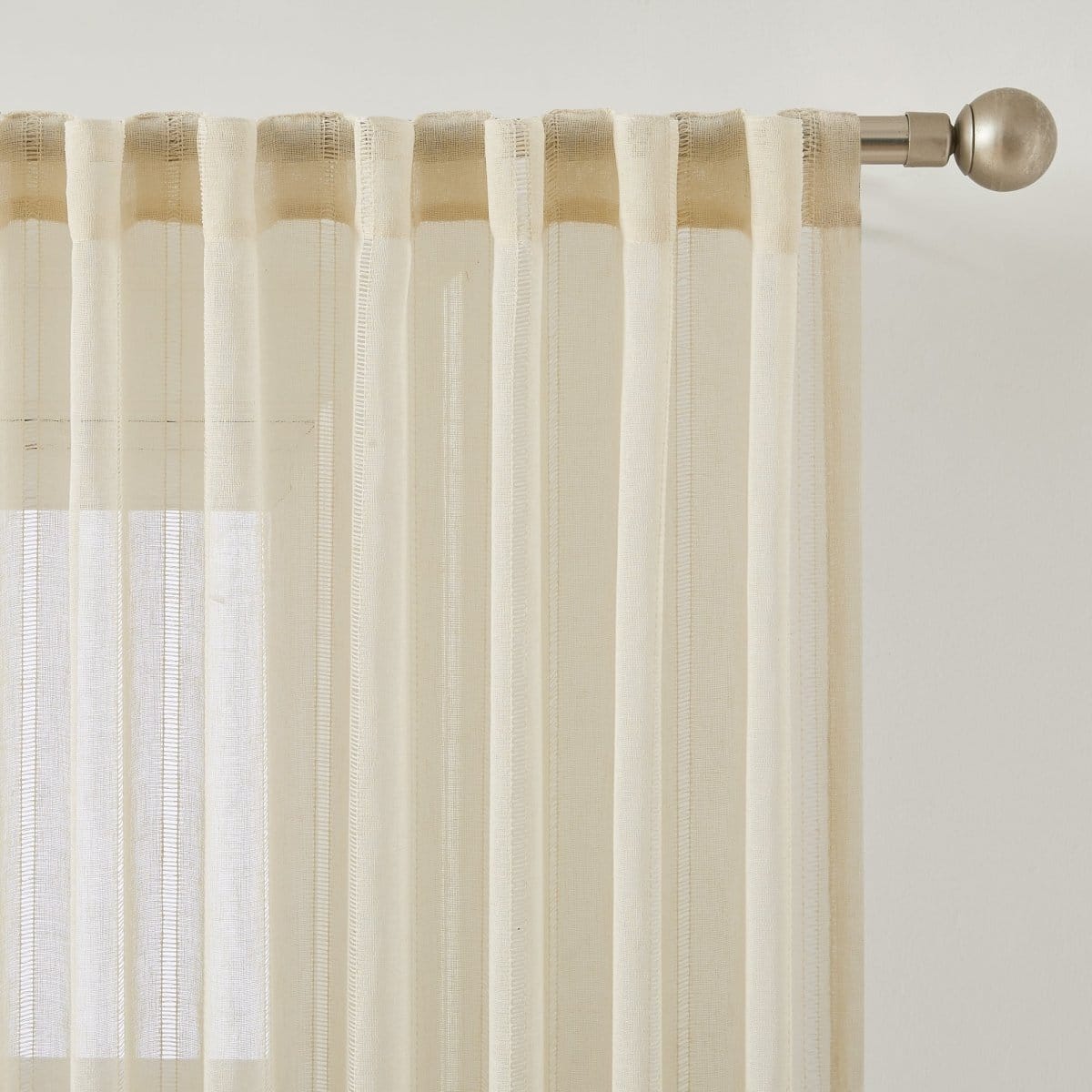 Calia Textured Stripe Sheer Window Curtain Panels - Image 3