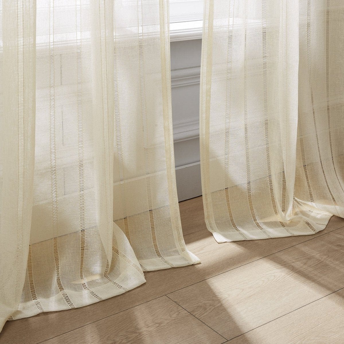 Calia Textured Stripe Sheer Window Curtain Panels - Image 4