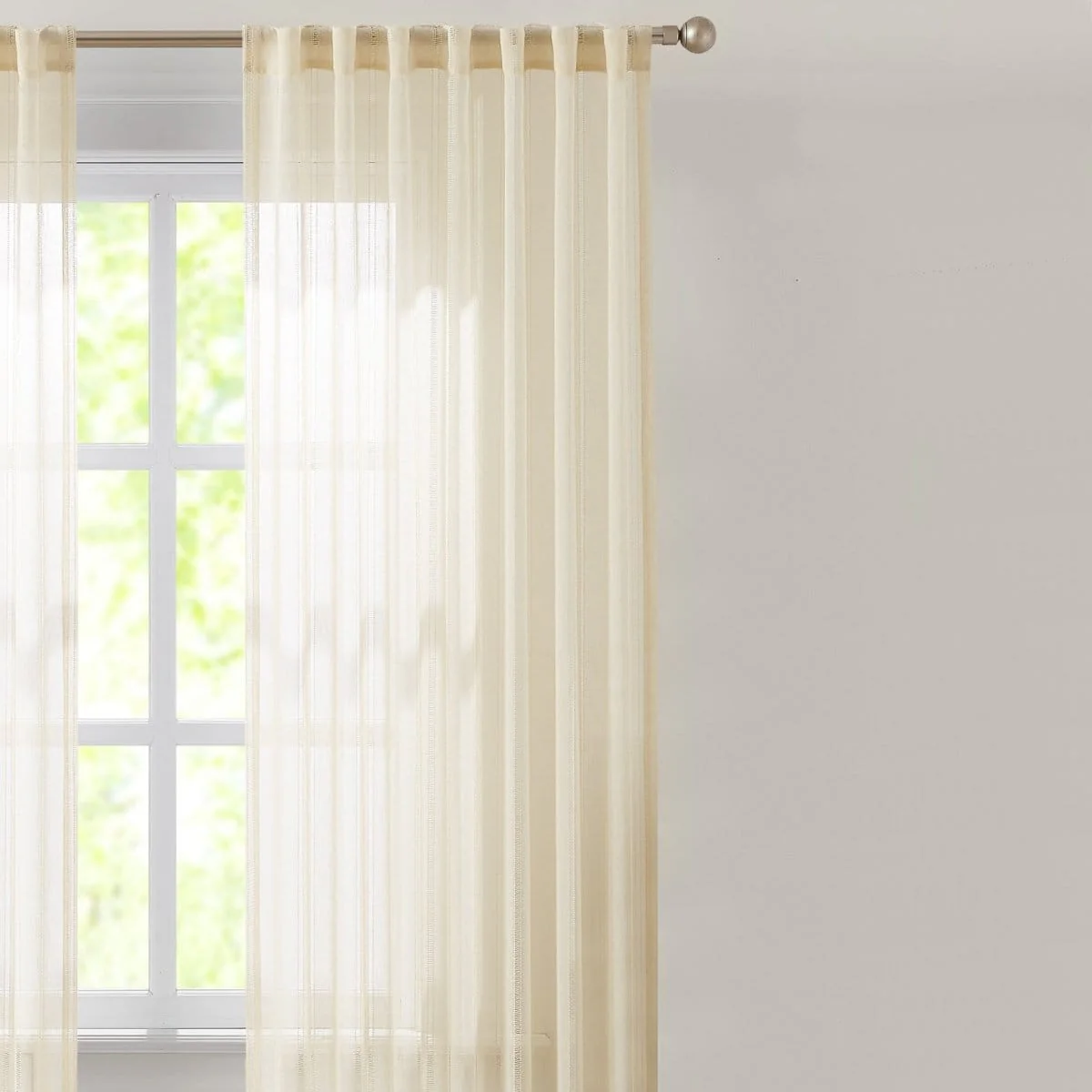 Calia Textured Stripe Sheer Window Curtain Panels - Image 5