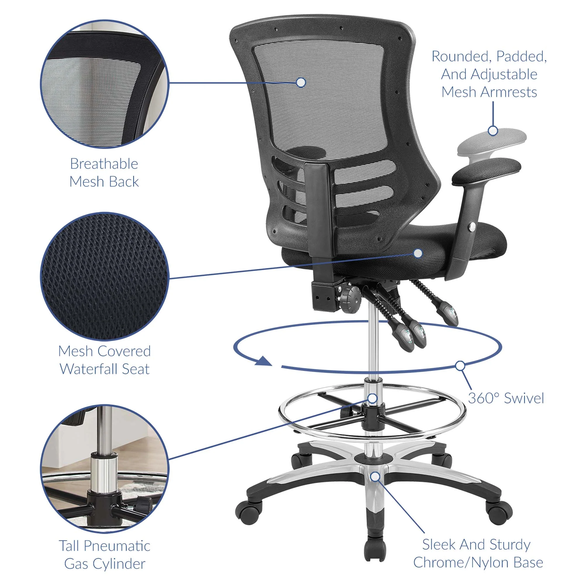 Calibrate Mesh Drafting Chair by Modway - Image 4