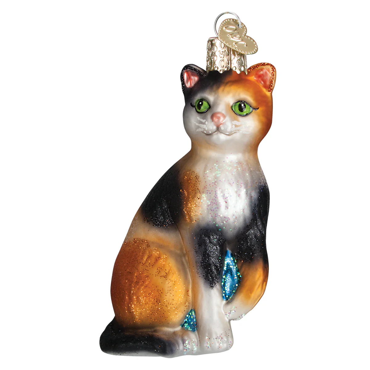 Calico Cat Glass Ornament 4 x 2.5 x 2 Inches - Image 3
