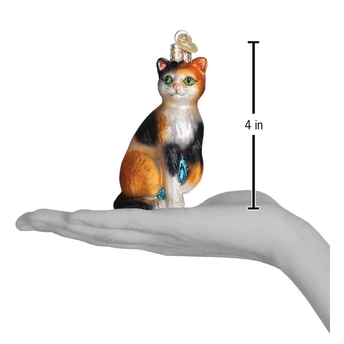 Calico Cat Glass Ornament 4 x 2.5 x 2 Inches - Image 6
