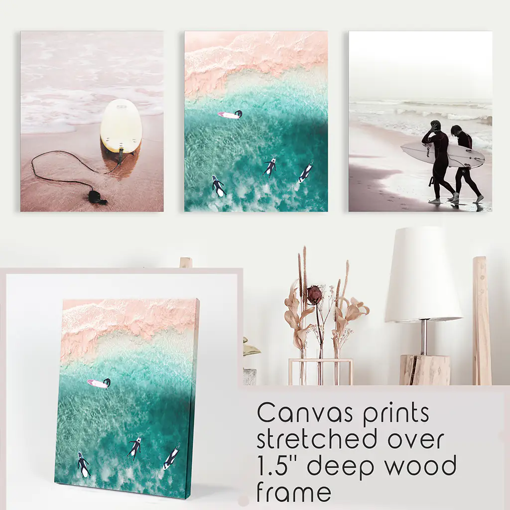 California Surfing Vibe. Beige Turquoise Coastal Prints Set - Image 10