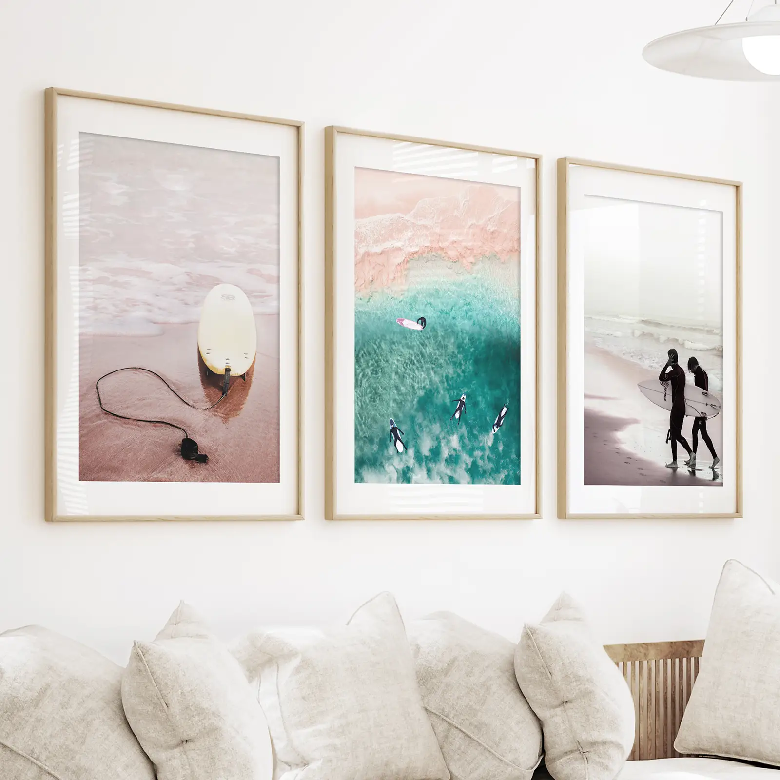 California Surfing Vibe. Beige Turquoise Coastal Prints Set - Image 3