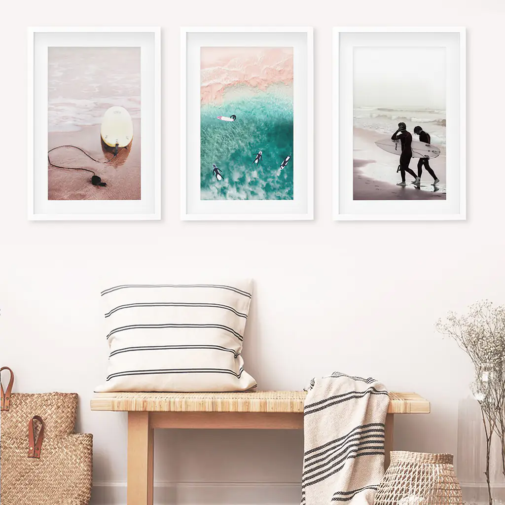 California Surfing Vibe. Beige Turquoise Coastal Prints Set - Image 5