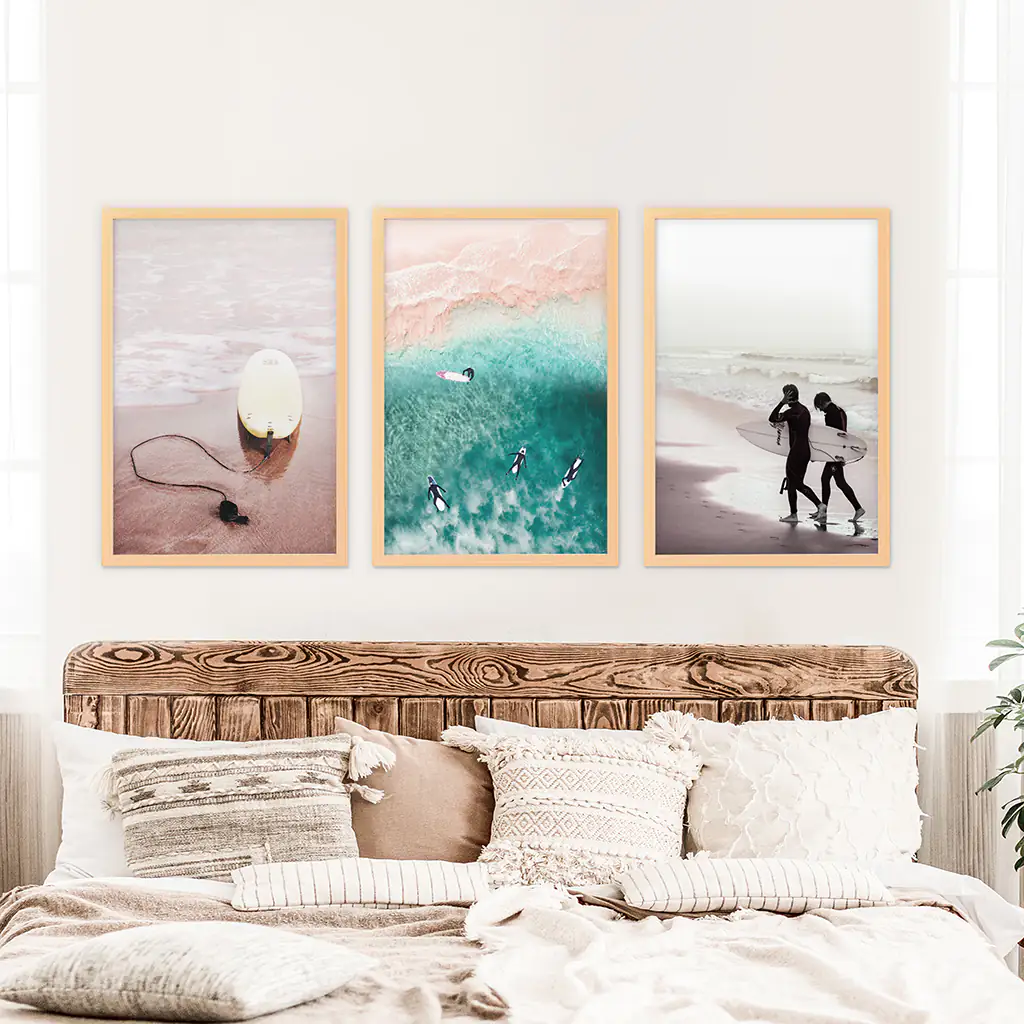 California Surfing Vibe. Beige Turquoise Coastal Prints Set - Image 7