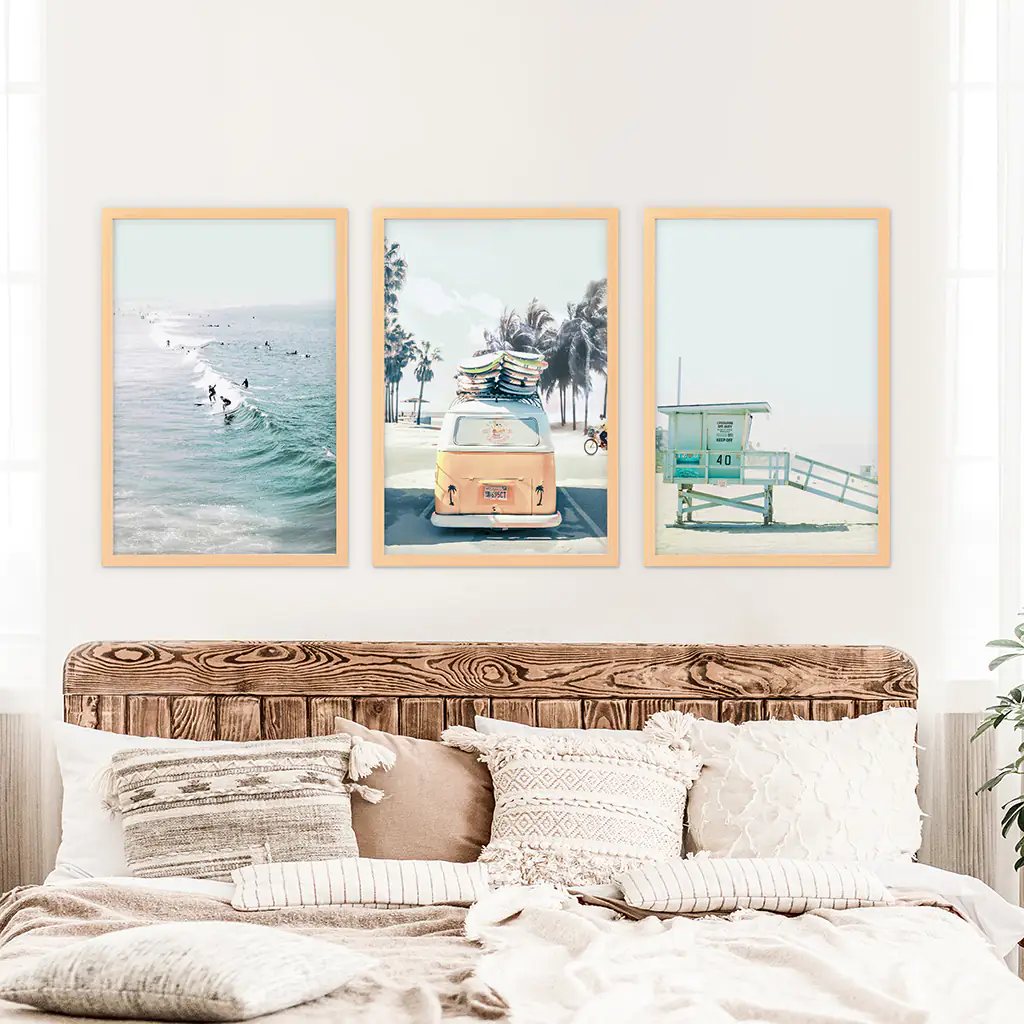 California Wall Art. Surfers on the Waves, Yellow Van, Lifeguard - Image 7