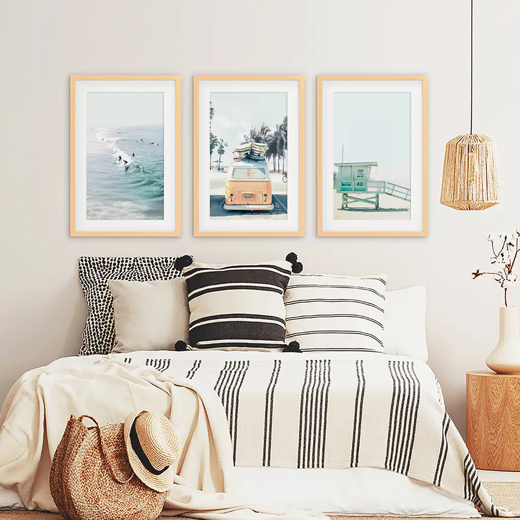 California Wall Art. Surfers on the Waves, Yellow Van, Lifeguard - Image 8