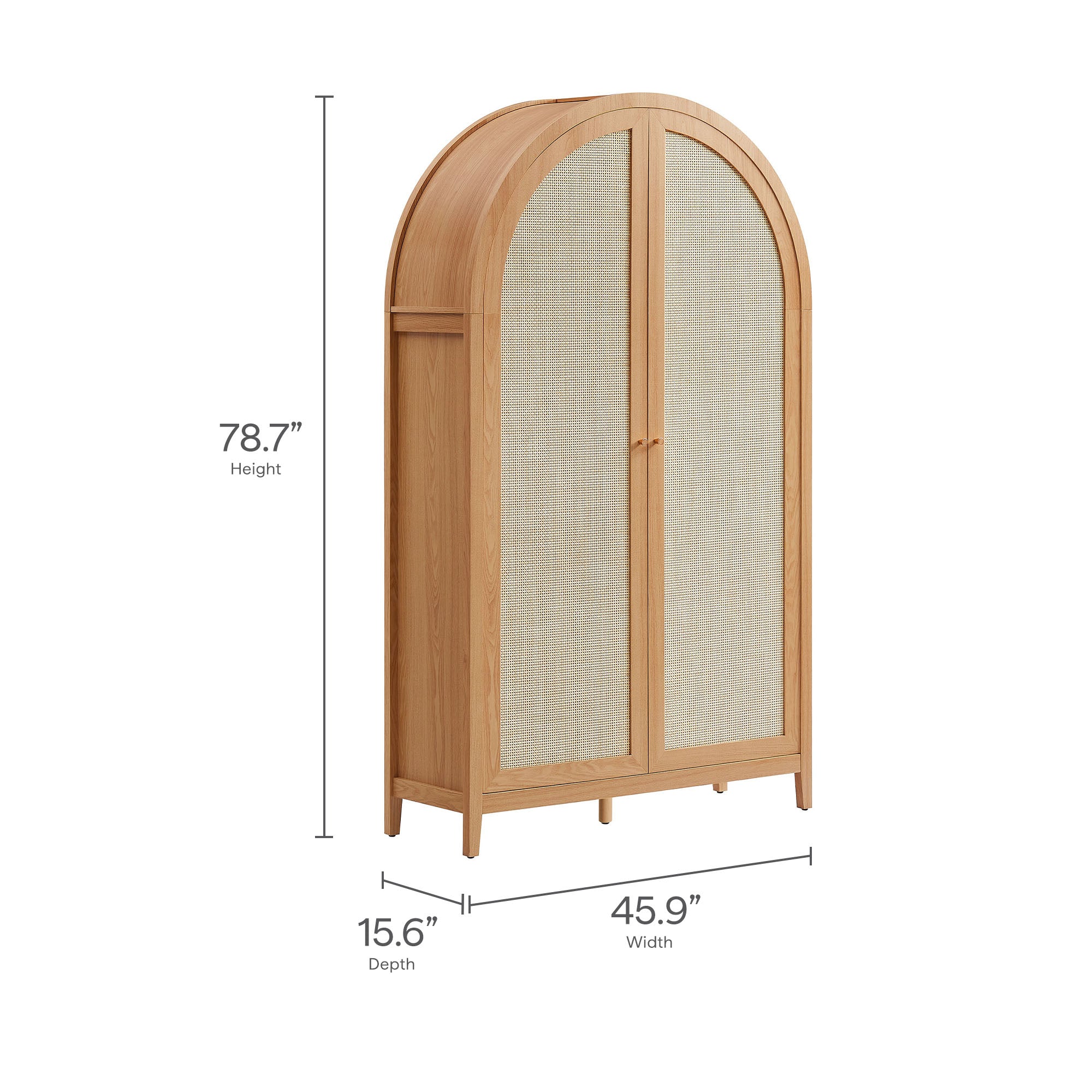 Calista 79" Tall Wide Rattan Arched Storage Cabinet by Modway - Image 12