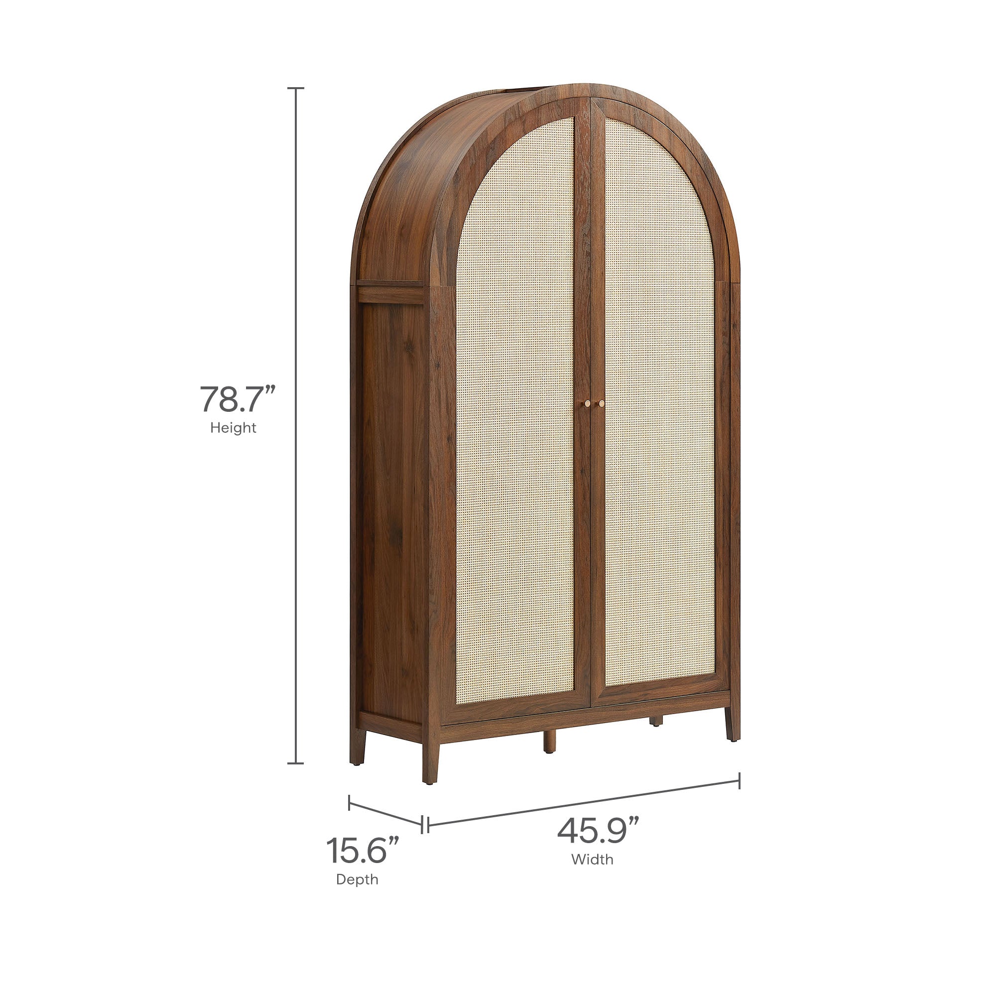Calista 79" Tall Wide Rattan Arched Storage Cabinet by Modway - Image 3
