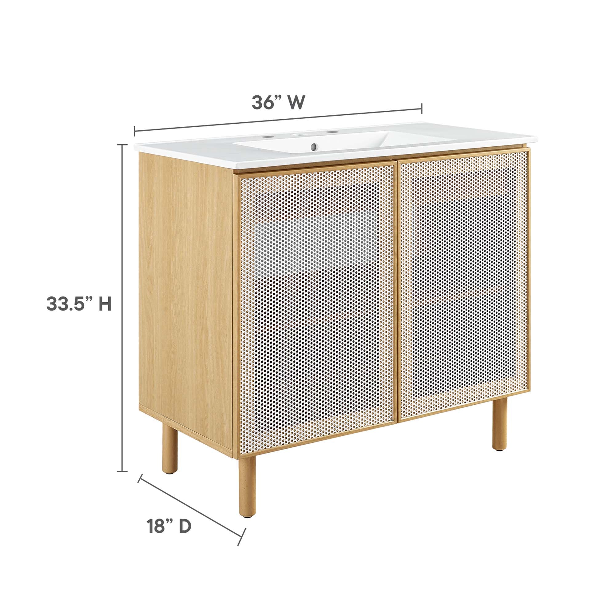Calla 36" Perforated Metal Bathroom Vanity by Modway - Image 12