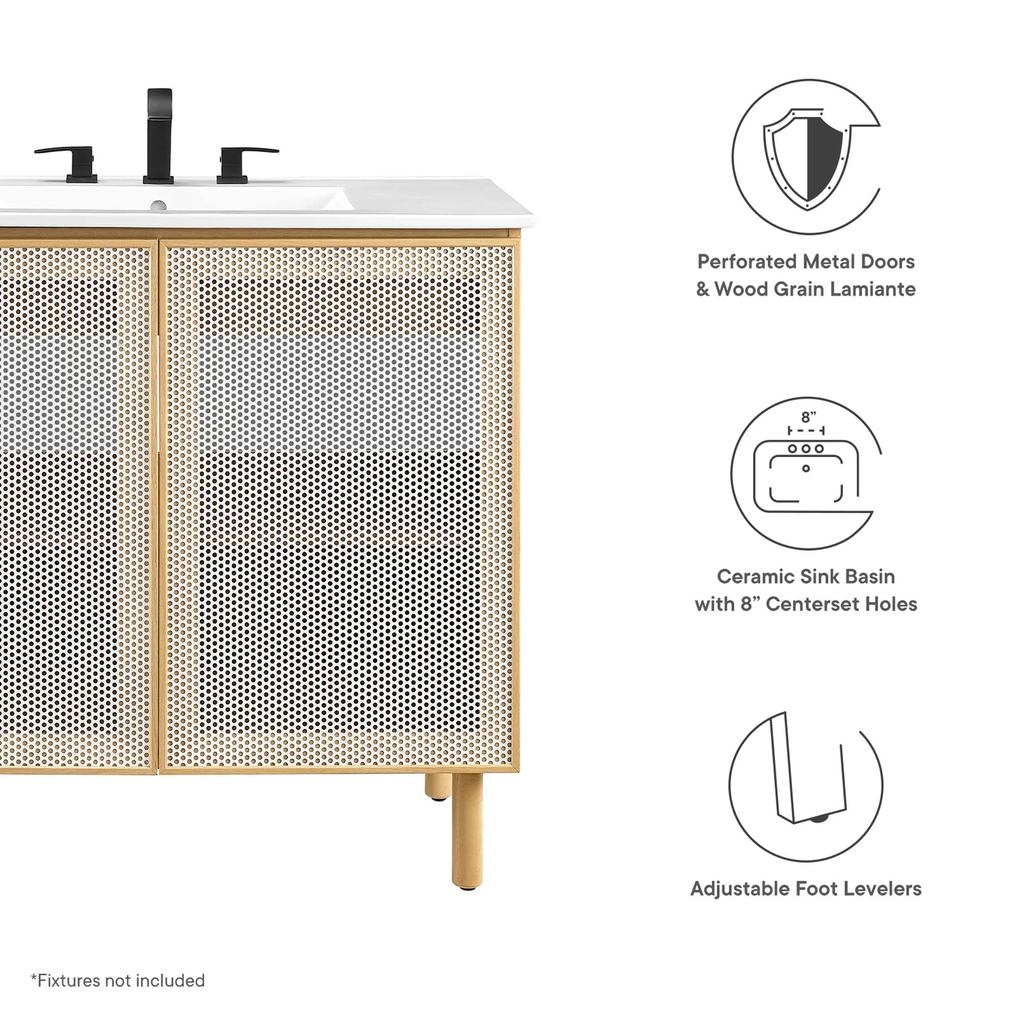 Calla 36" Perforated Metal Bathroom Vanity by Modway - Image 13