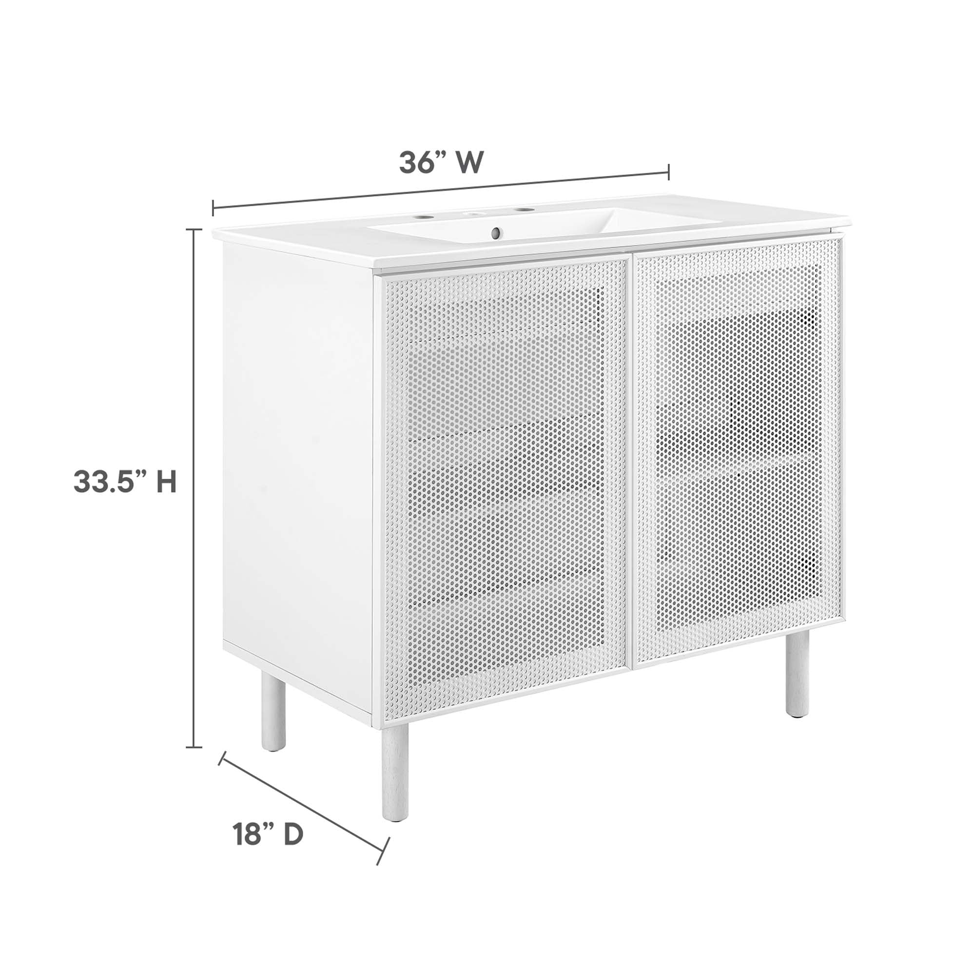 Calla 36" Perforated Metal Bathroom Vanity by Modway - Image 3