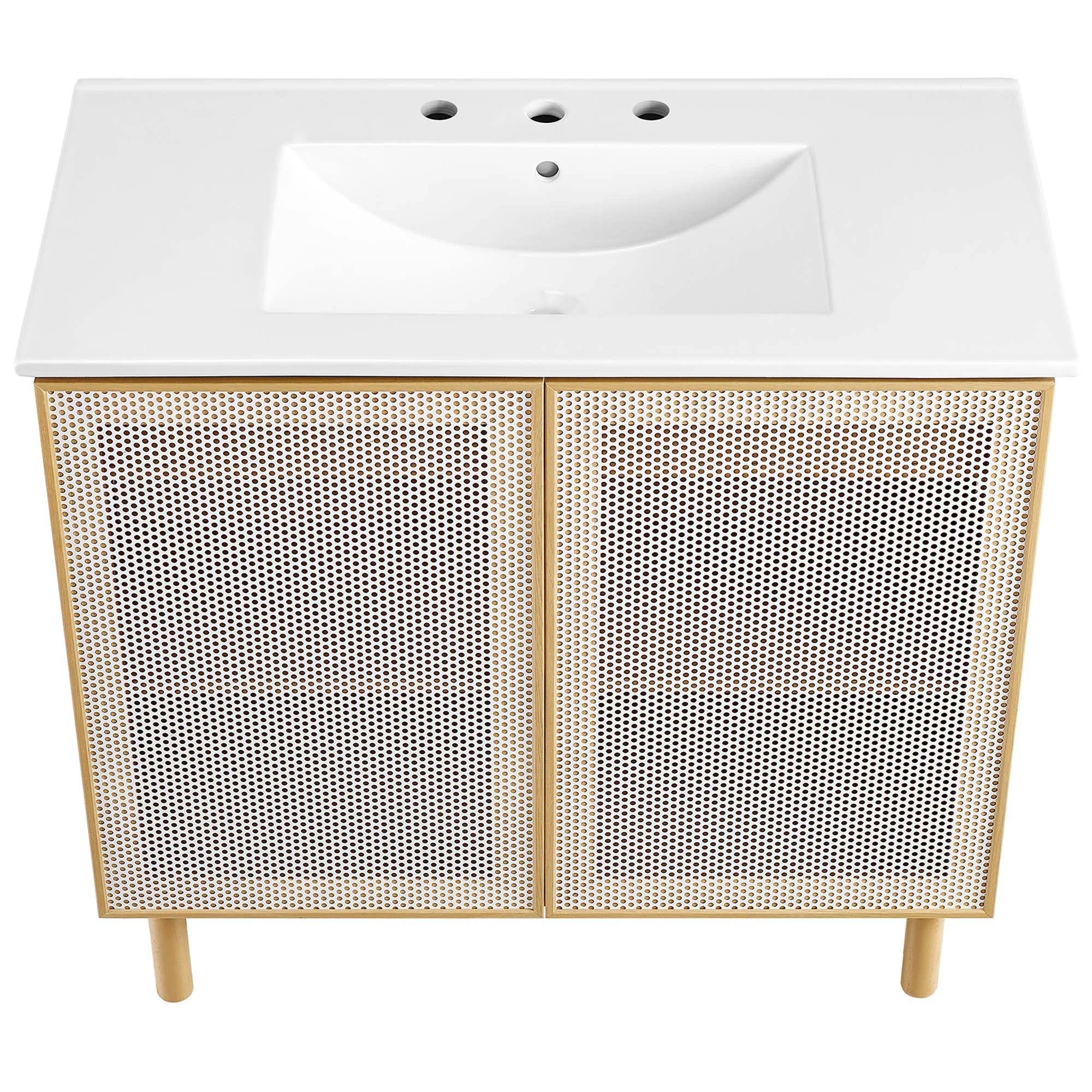 Calla 36" Perforated Metal Bathroom Vanity by Modway - Image 9