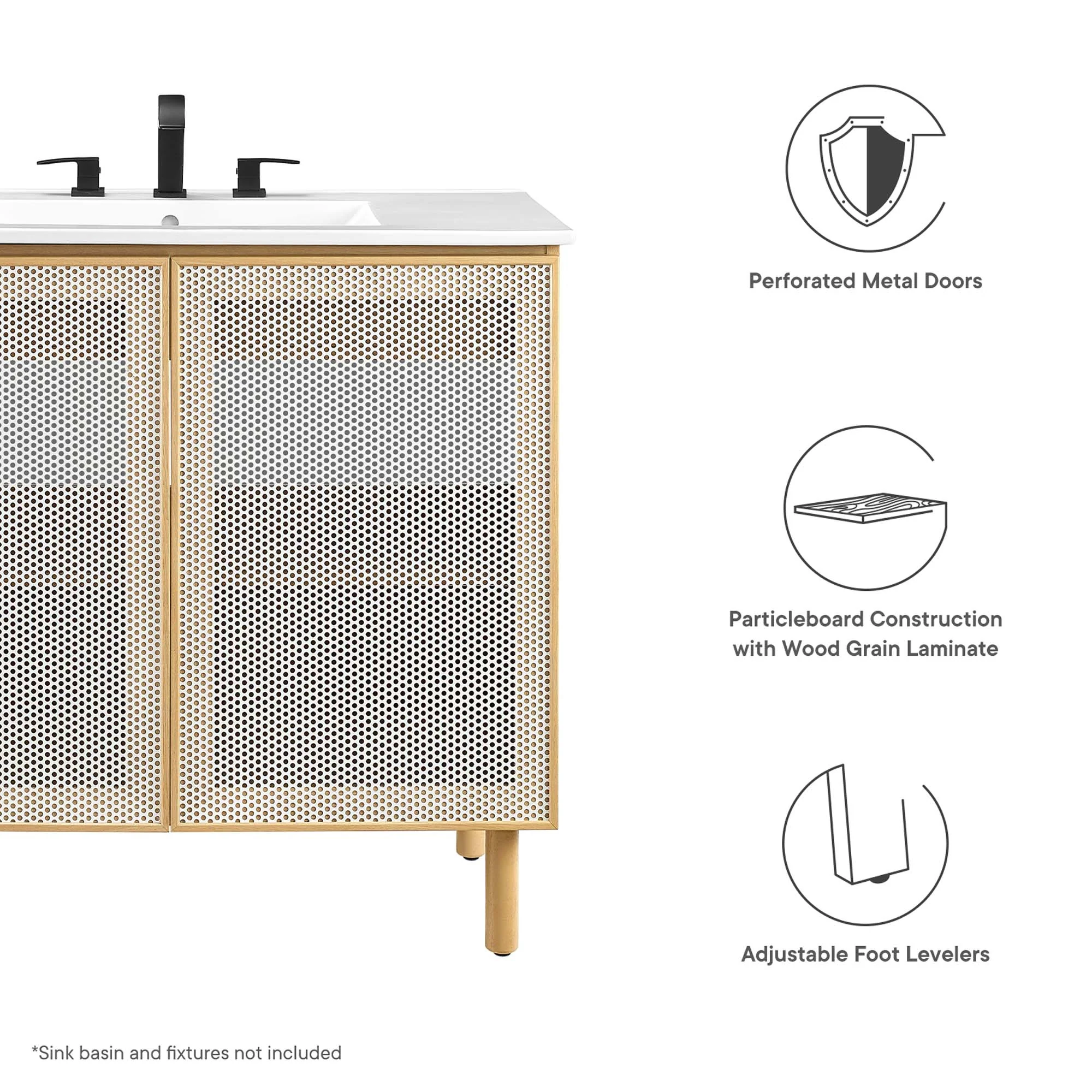 Calla 36" Perforated Metal Bathroom Vanity Cabinet by Modway - Image 12