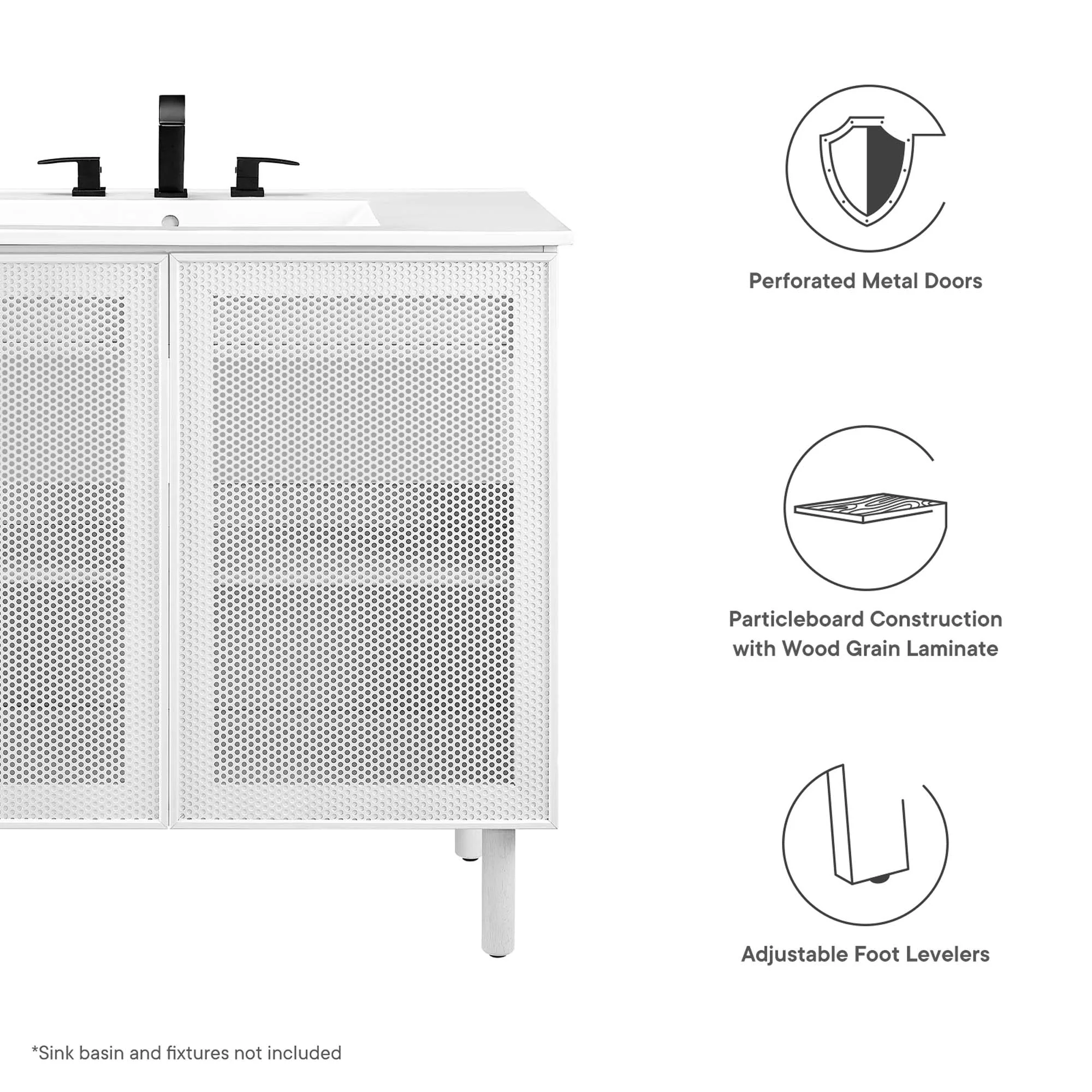 Calla 36" Perforated Metal Bathroom Vanity Cabinet by Modway - Image 3