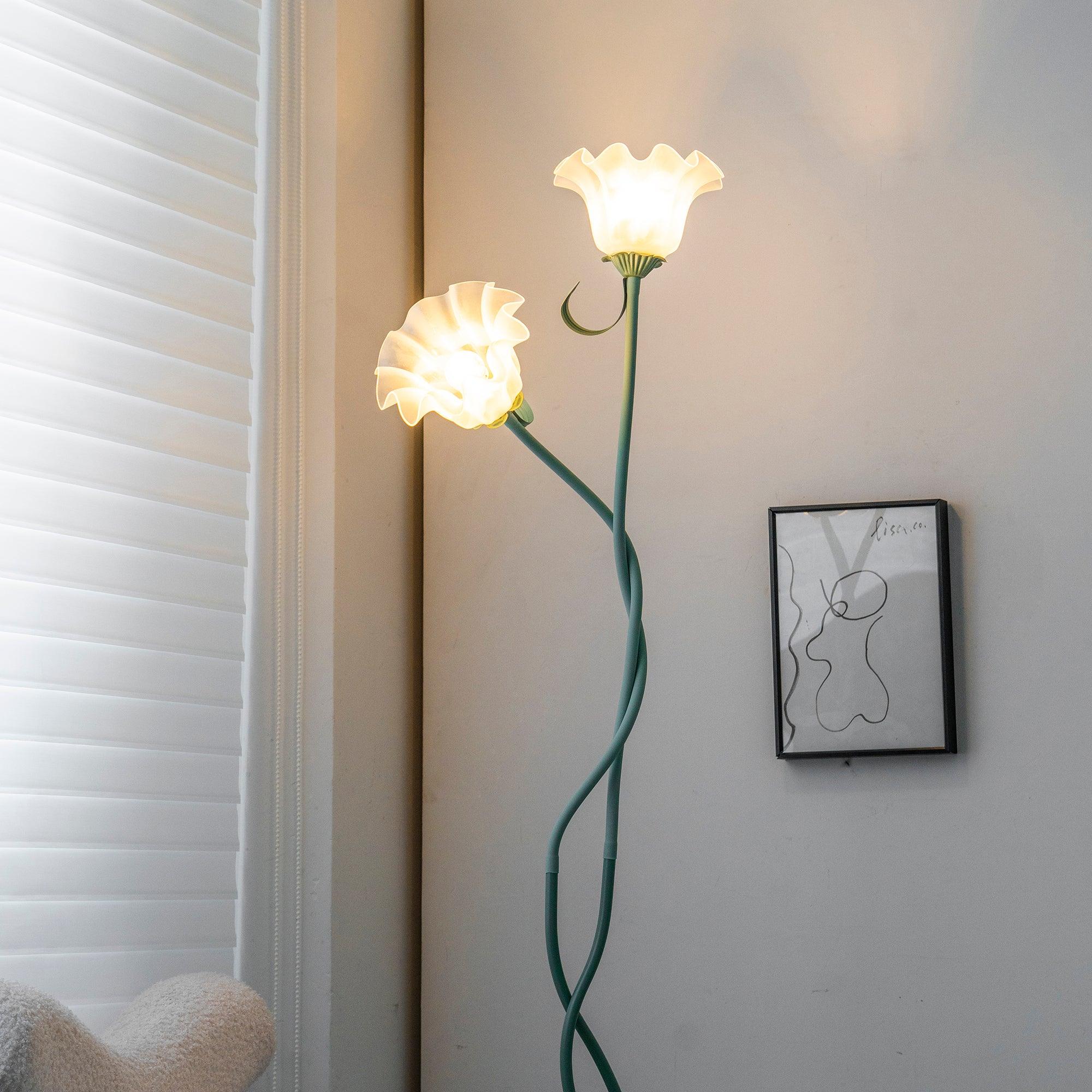 Calla Flower Floor Lamp Matte Green Floral Standing Light - Image 12