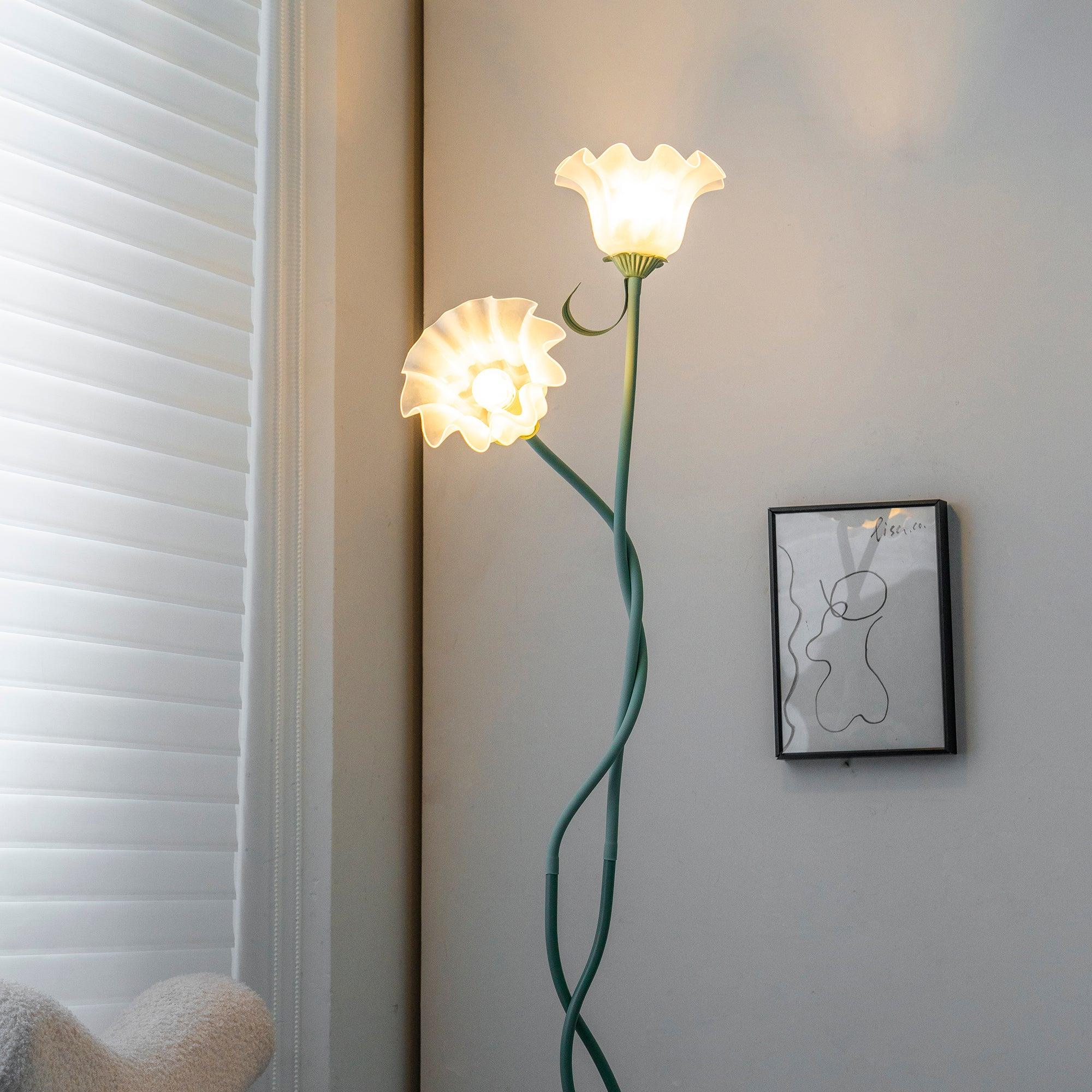 Calla Flower Floor Lamp Matte Green Floral Standing Light - Image 13