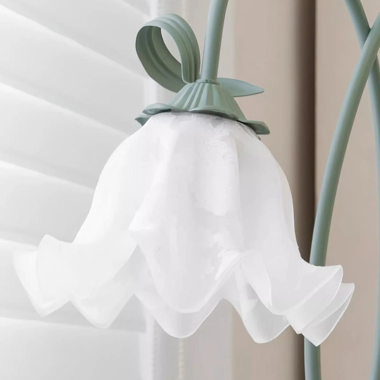 Calla Flower Floor Lamp Matte Green Floral Standing Light - Image 14