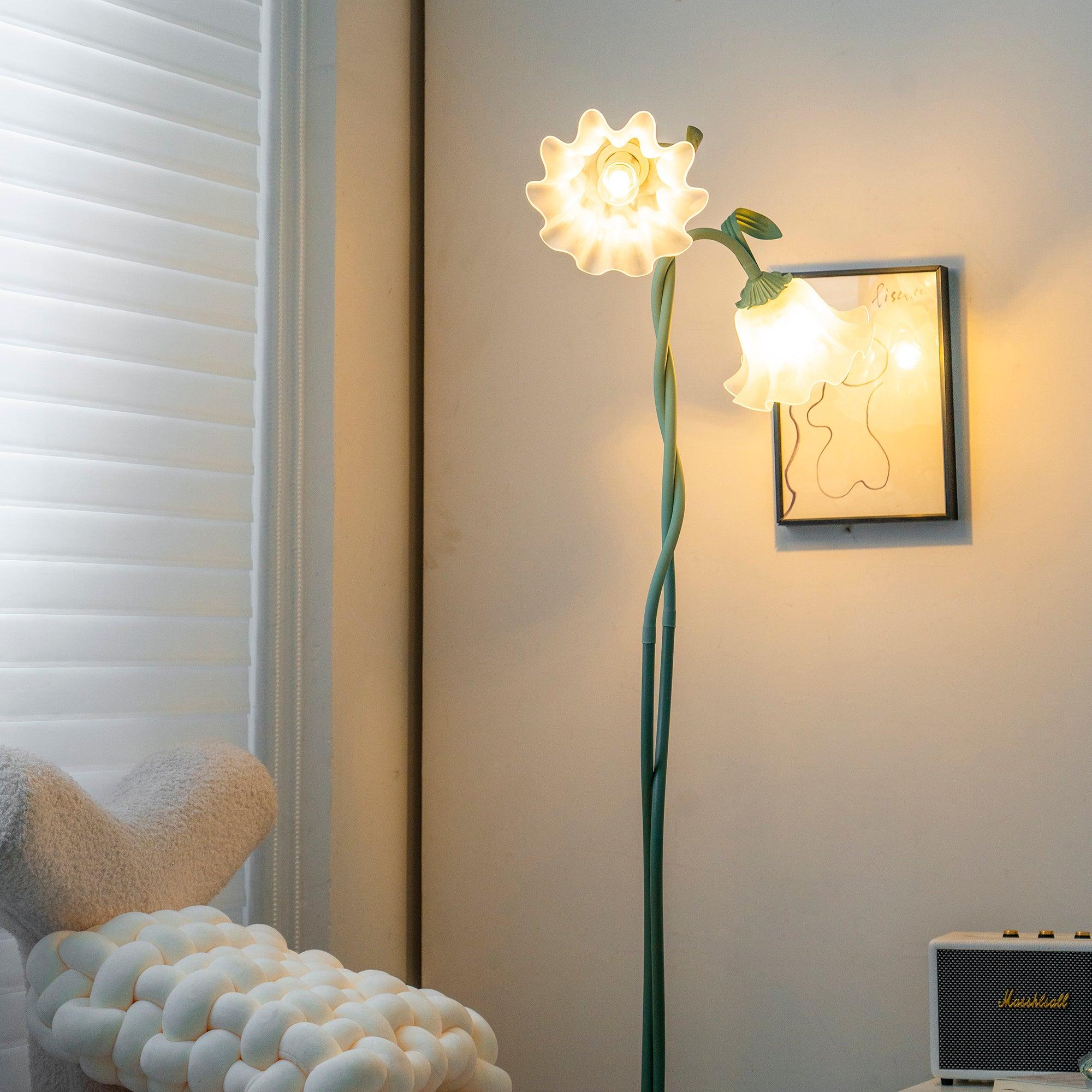 Calla Flower Floor Lamp Matte Green Floral Standing Light - Image 15