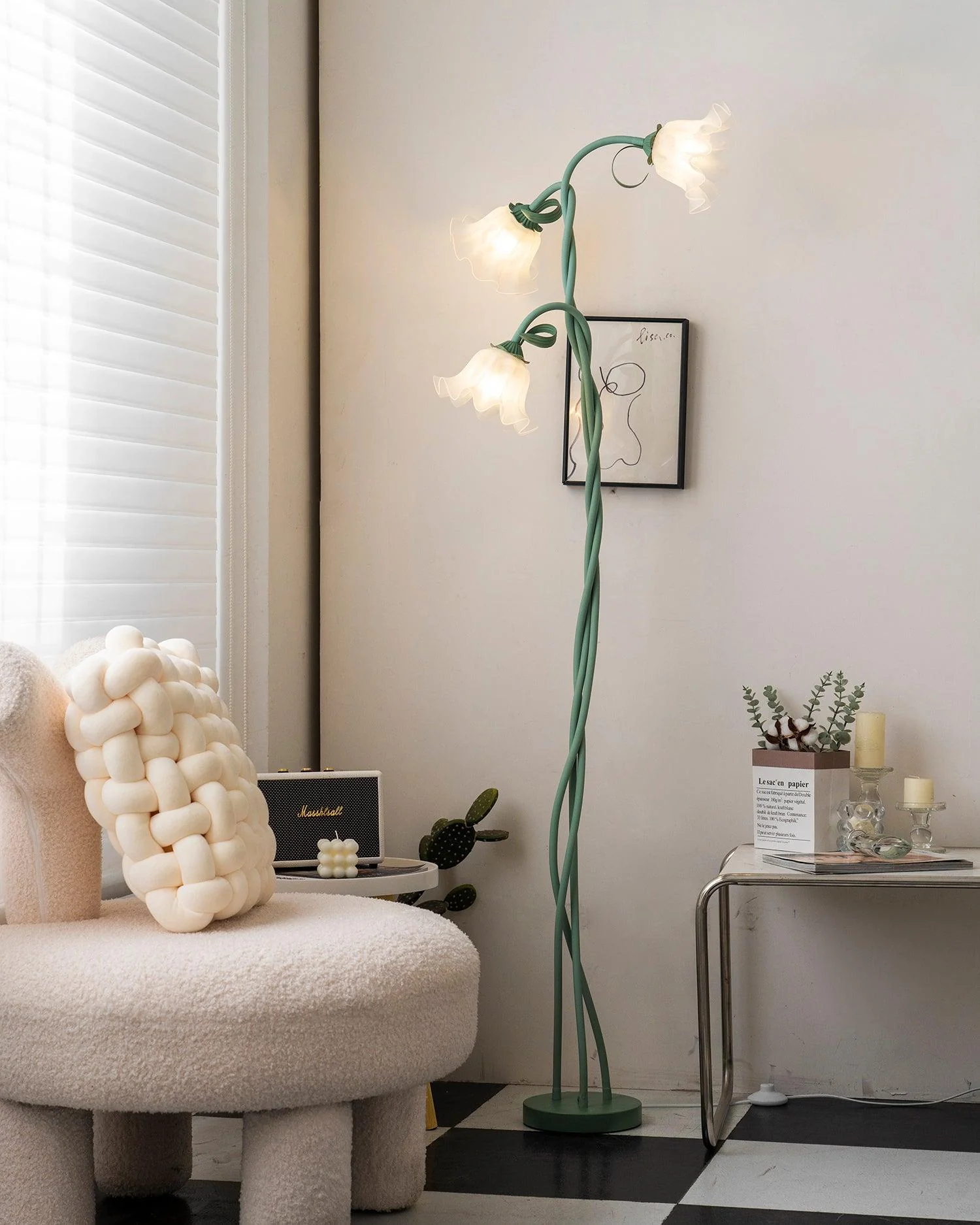 Calla Flower Floor Lamp Matte Green Floral Standing Light - Image 16
