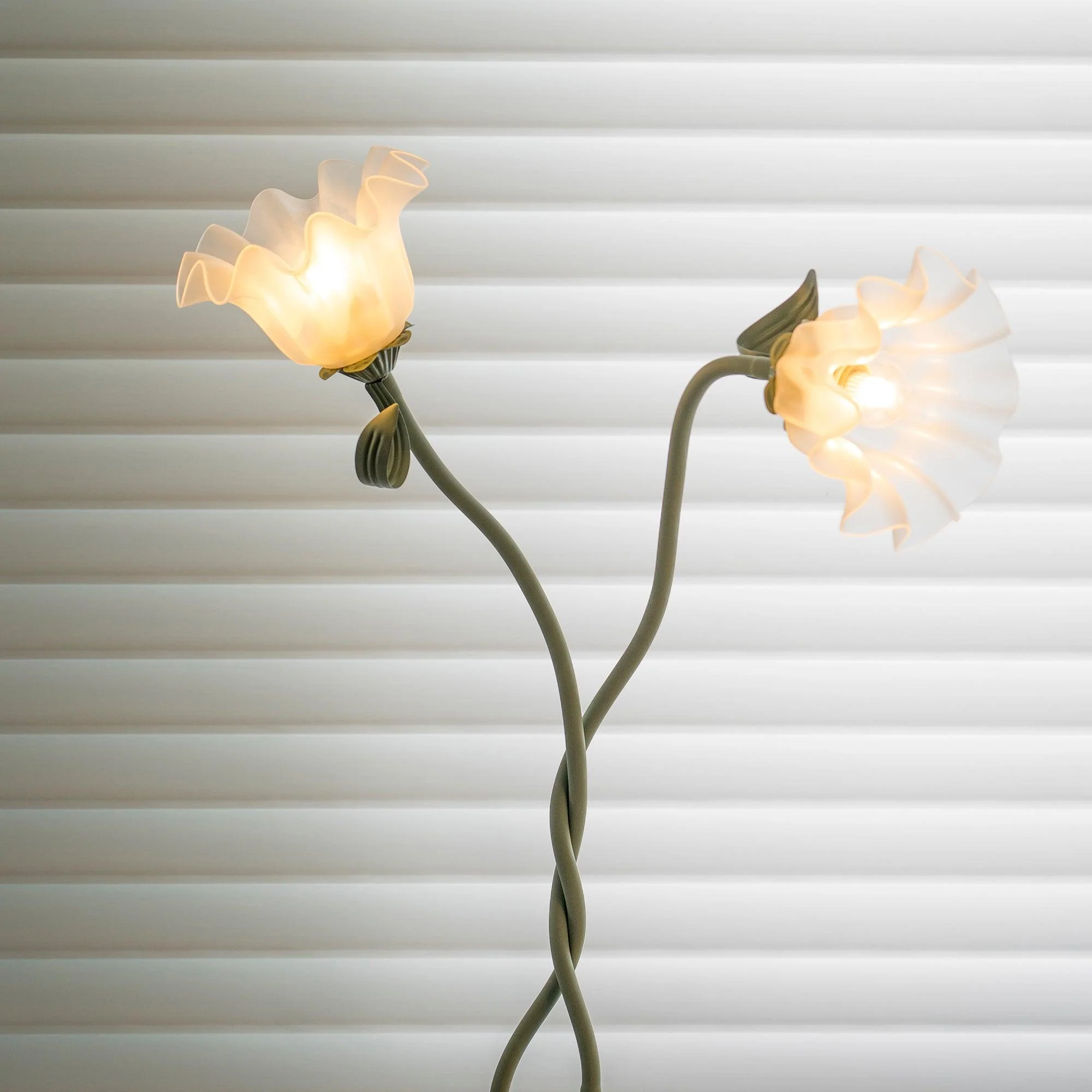 Calla Flower Floor Lamp Matte Green Floral Standing Light - Image 2