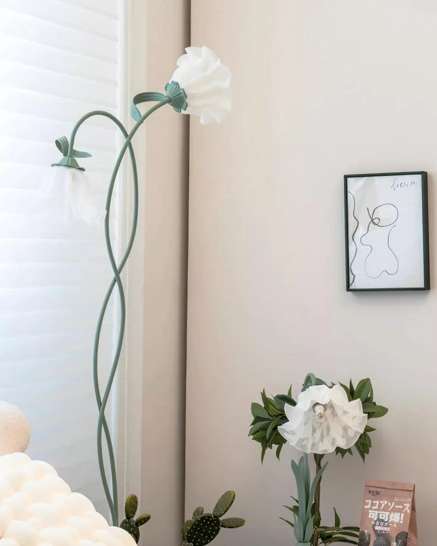 Calla Flower Floor Lamp Matte Green Floral Standing Light - Image 23