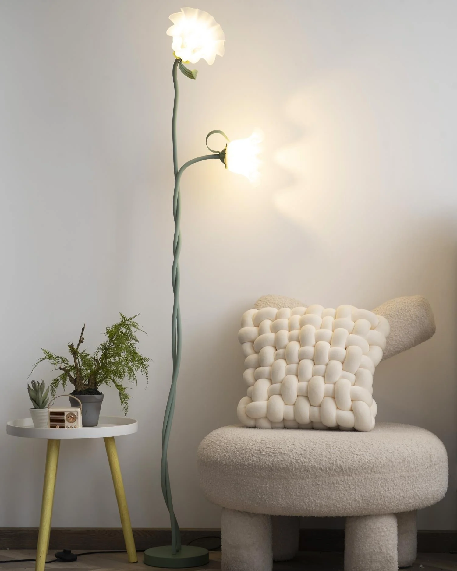 Calla Flower Floor Lamp Matte Green Floral Standing Light - Image 25